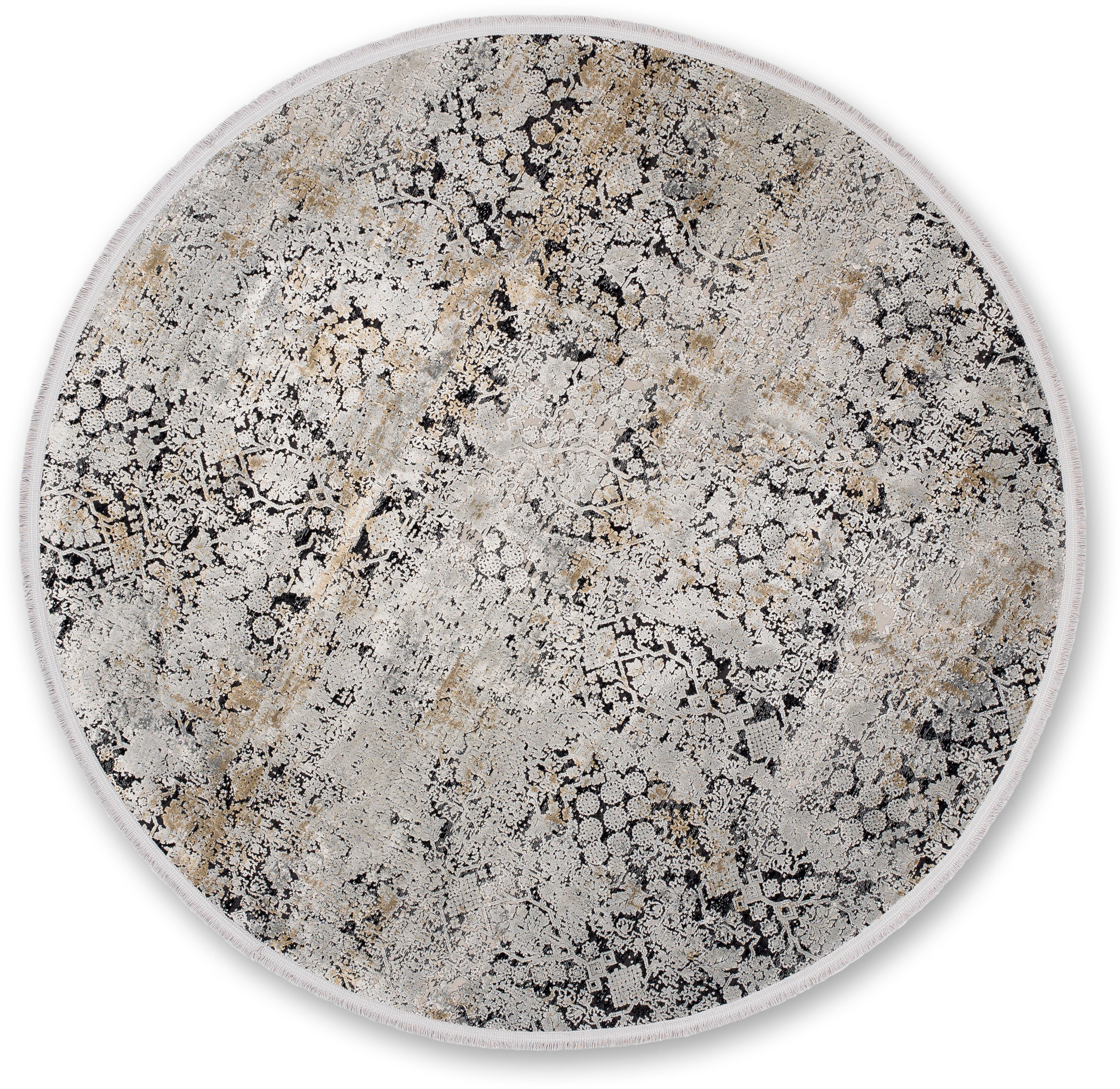 ASTRA Teppich Gravina 231, rund, Höhe: 8 mm, seidiger Schimmer durch Viskose, Hoch Tief Struktur, Wohnzimmer