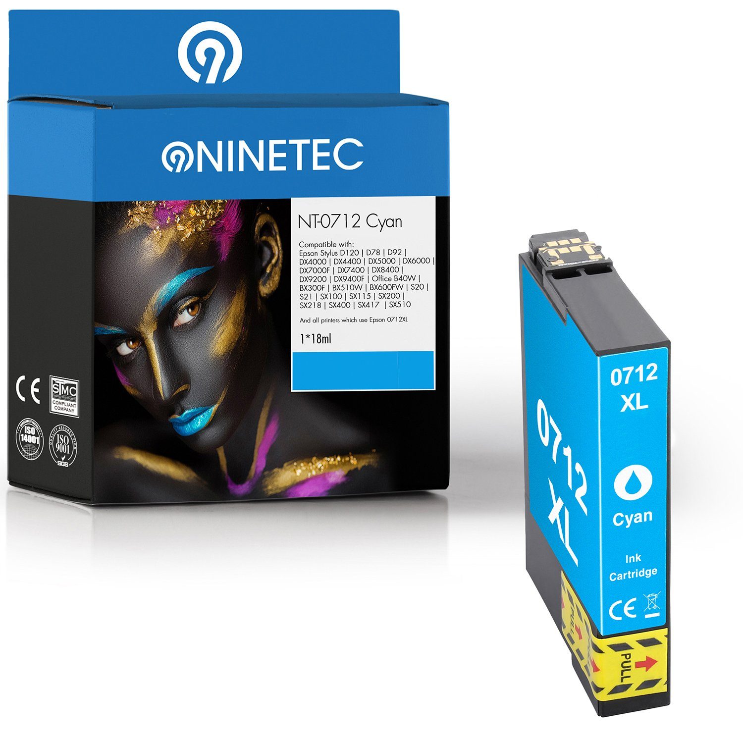 NINETEC ersetzt Epson T0712 Cyan Tintenpatrone