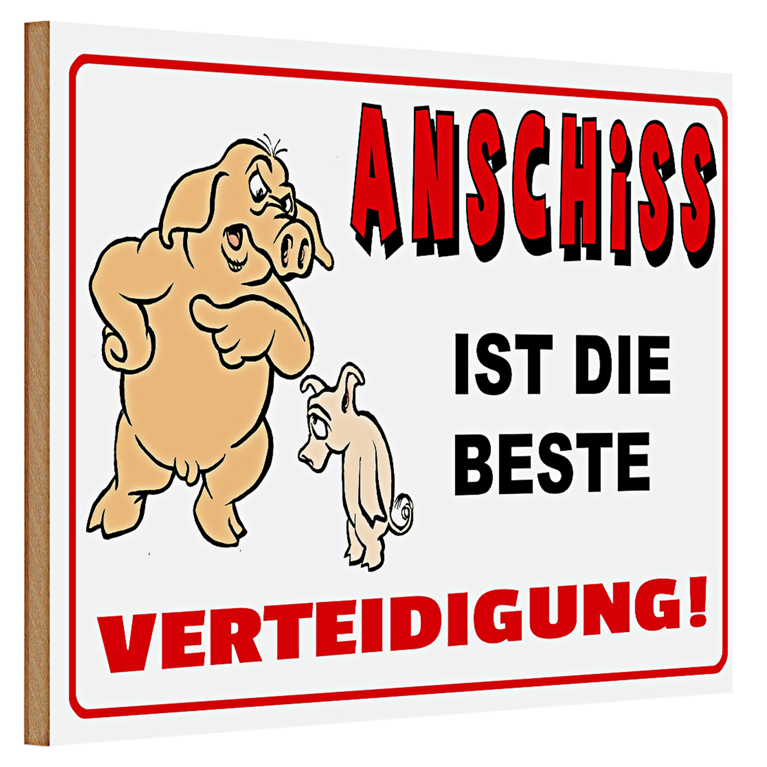 Roomando Holzbild Holzschild Spruch 30x20cm Anschiss ist beste Verteidigung