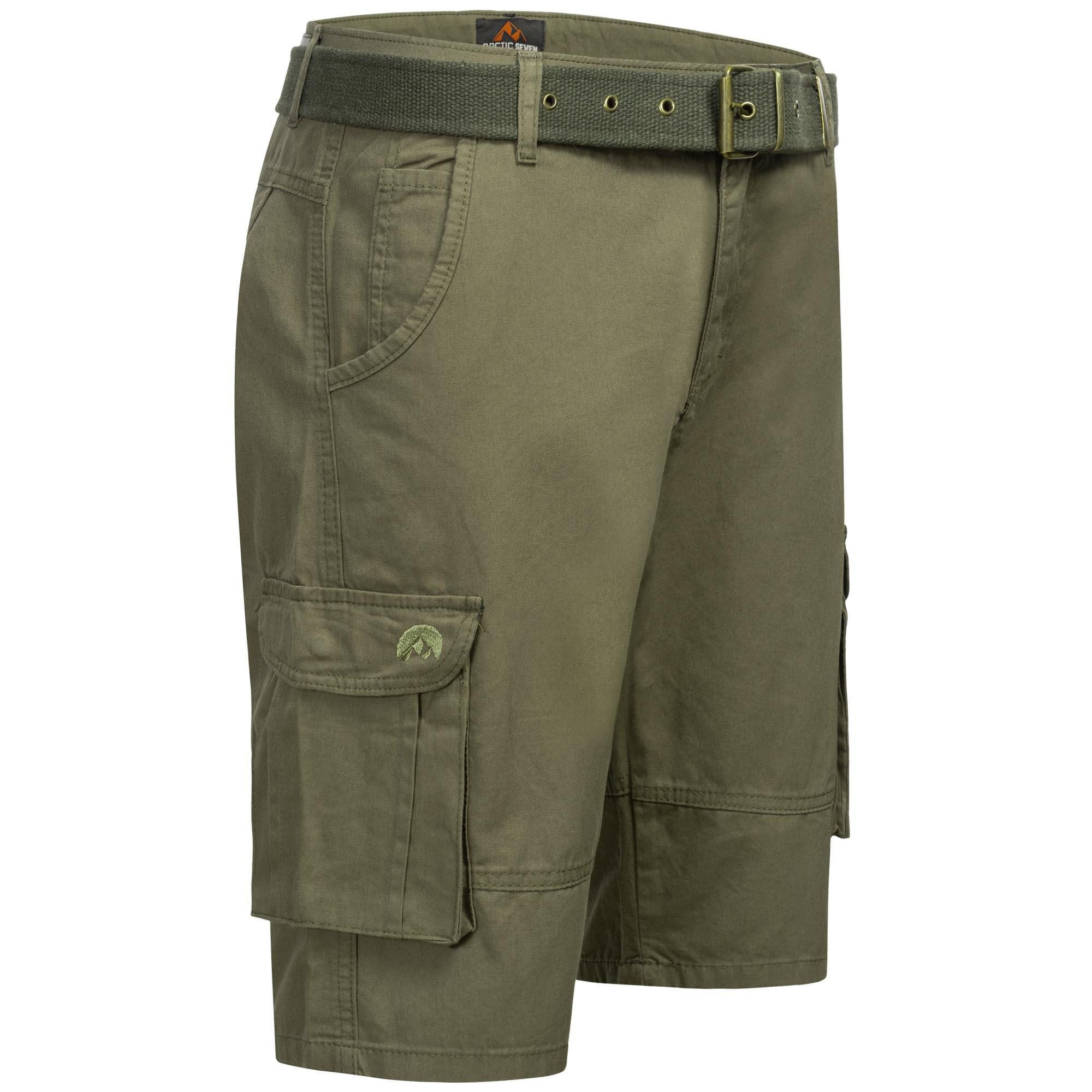 Arctic Seven Shorts Herren Cargo mit Gürtel – Kurze Outdoor Hose aus Baumwolle Robuste Cargo Shorts mit vielen Taschen und Gürtel