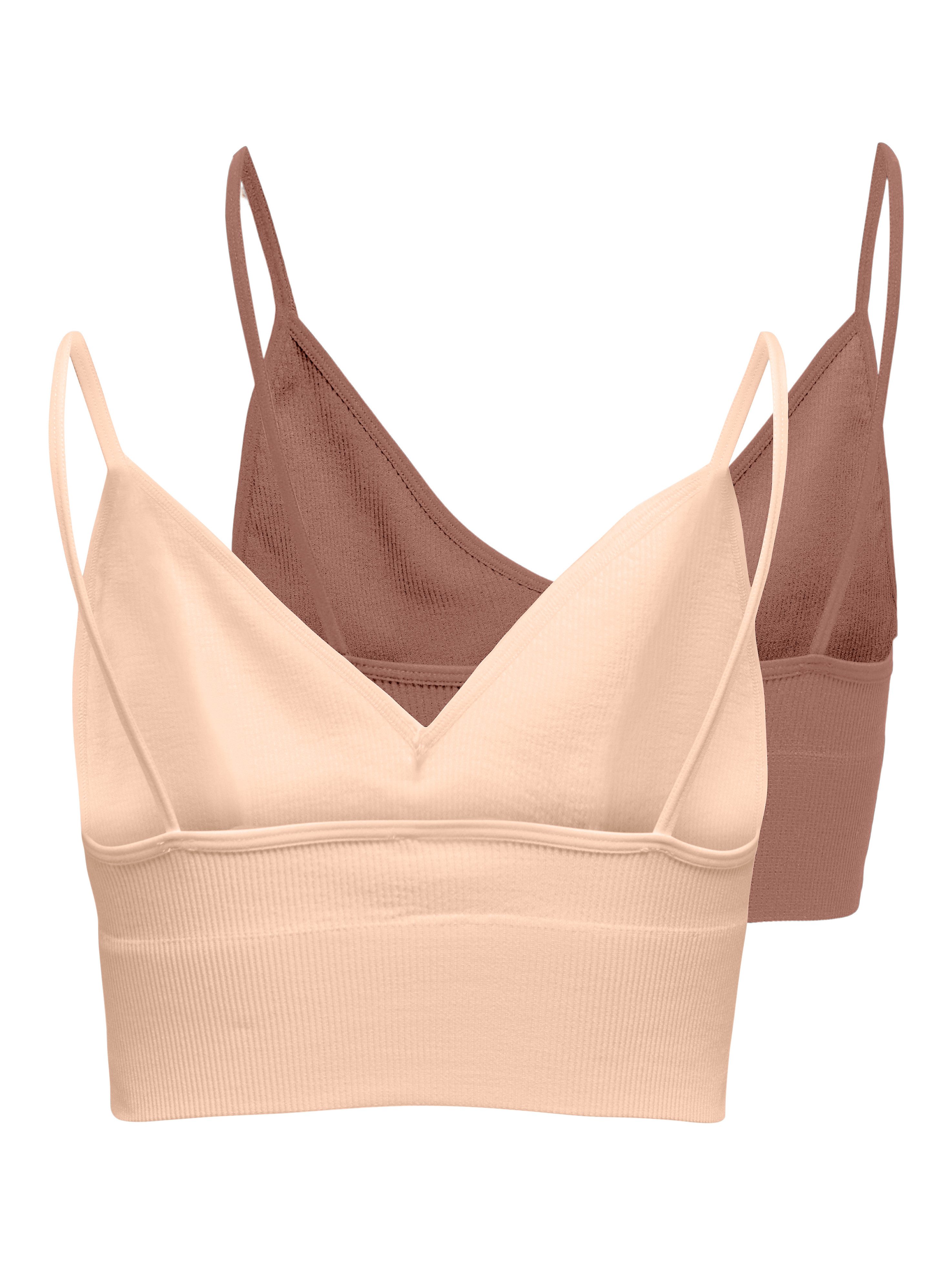 ONLY Bustier ONLVICKY – BH-Tops mit geripptem Detail im 2er-Pack (Packung, 2-tlg) figurbetont, modisch, Materialmix, Jersey, Spaghettiträger