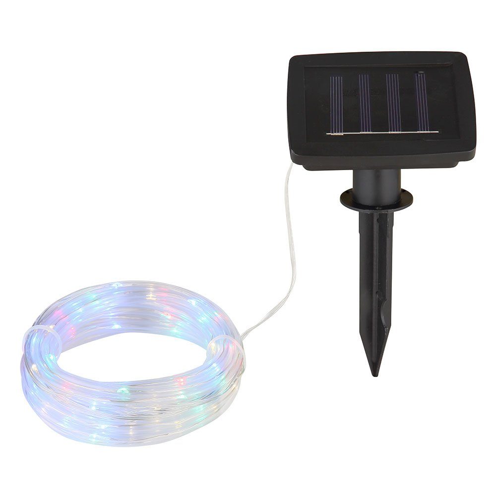 GLOBO LIGHTING LED Solarleuchte, LED-Leuchtmittel fest verbaut, Farbwechsel, Lichterkette Solar Solarlichterkette mit farbigen 50x LEDs Erdspieß