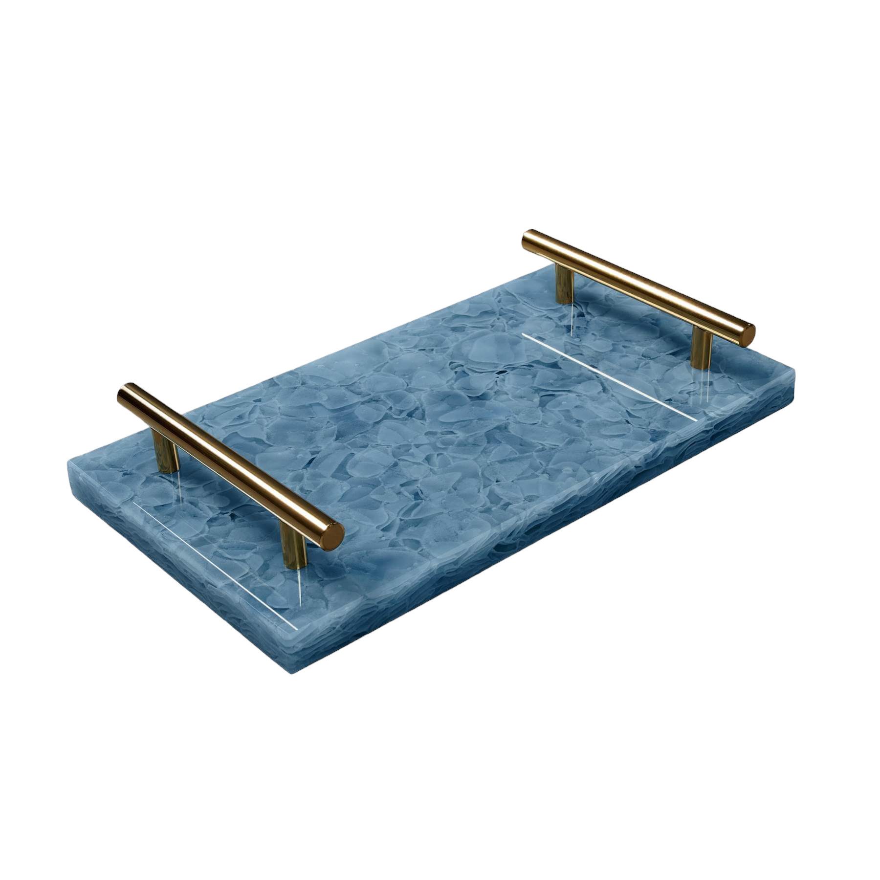 MAGNA Atelier Dekotablett NOTTING HILL aus recycelten Glasflaschen, Serviertablett, Metallgestell, 30x17x5cm