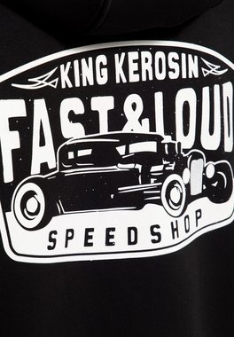 KingKerosin Kapuzensweatjacke Fast & Loud mit plakativem Vintage Print Backside