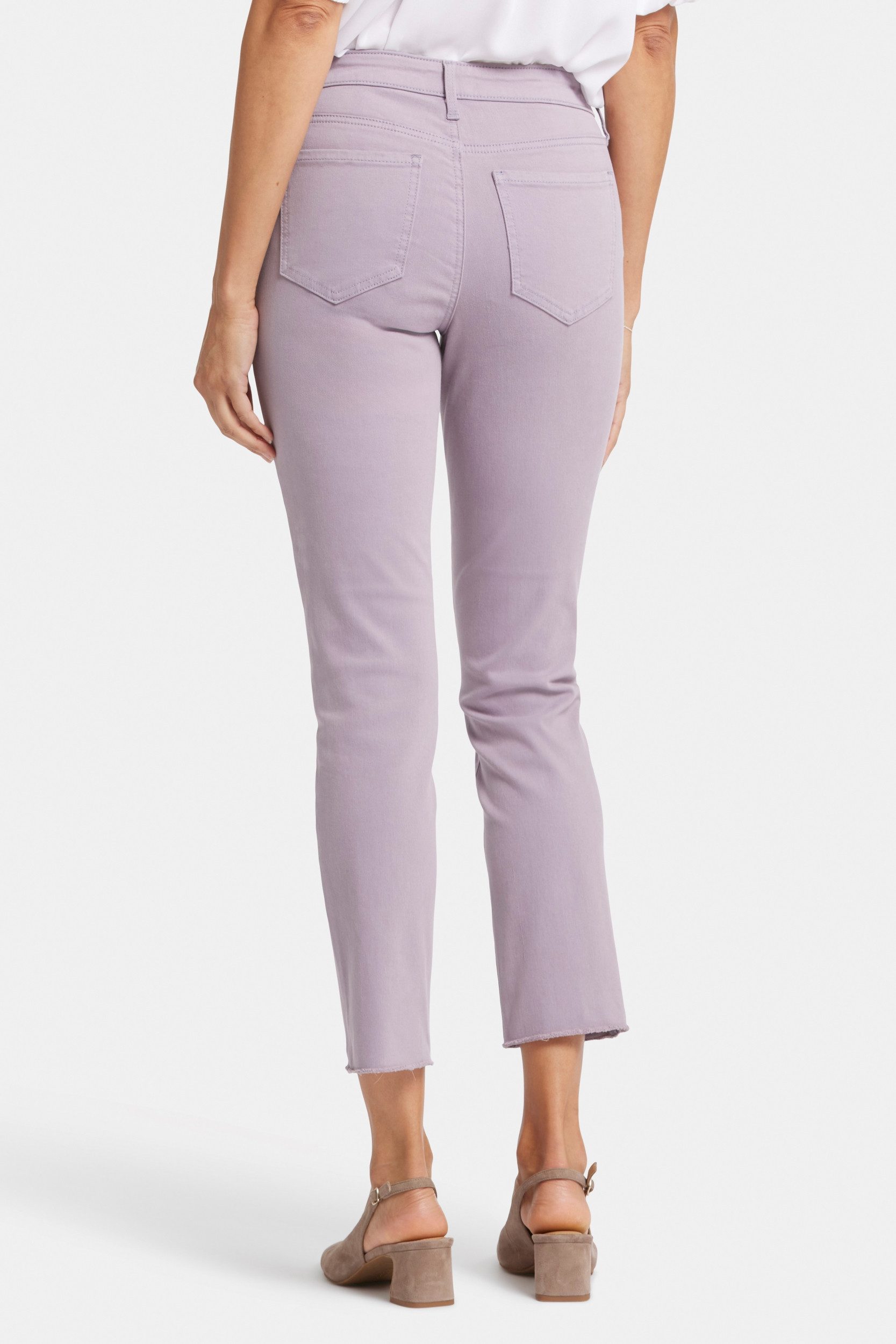NYDJ Slim-fit-Jeans Sheri Slim Knöcheljeans Abgeschnittener Saum Lila Farbiger Denim