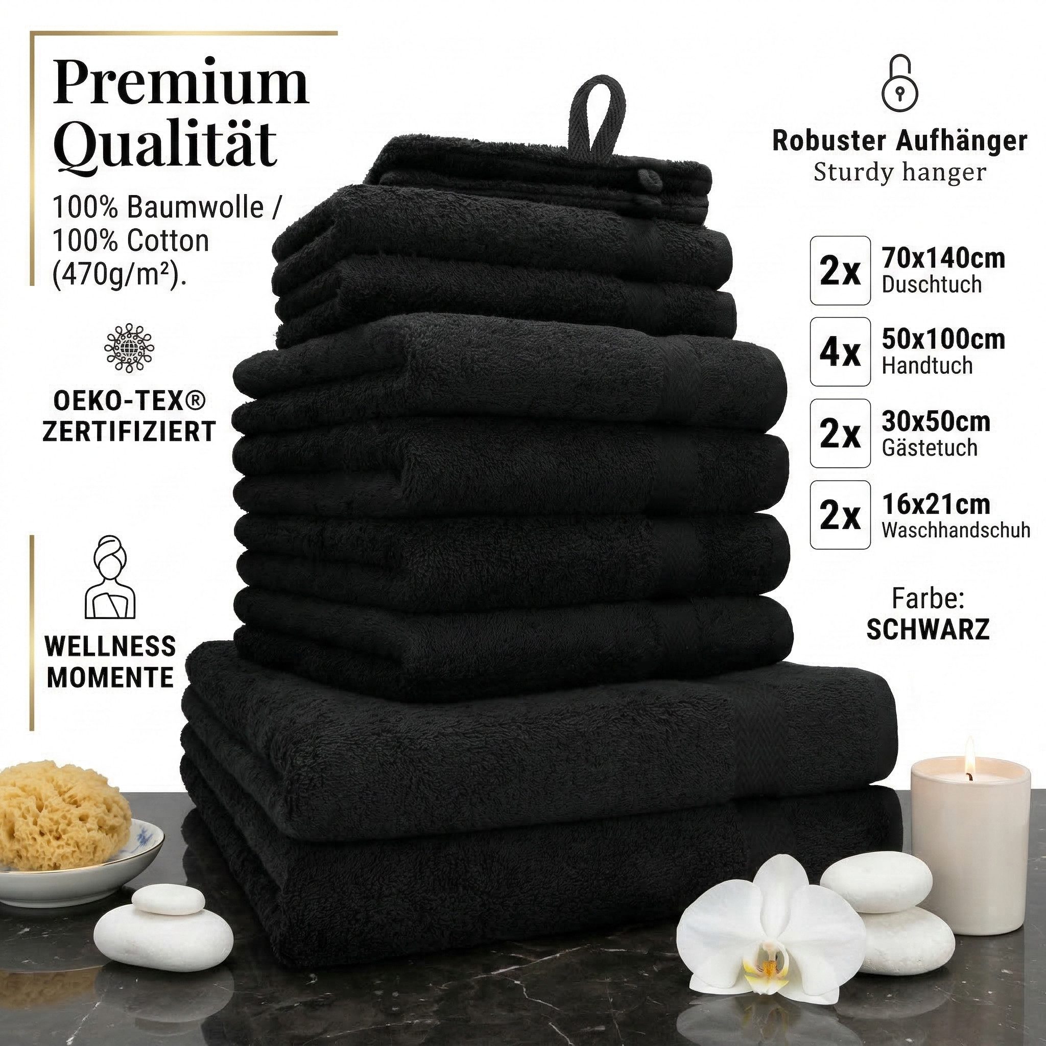 Betz Handtücher 10-teiliges Handtuch Set Premium, 100% Baumwolle (10-St), 4 Handtücher 50x100 cm, 2 Duschtücher 70x140 cm, 2 Gästetücher 30x50 – Bild 2 von 5