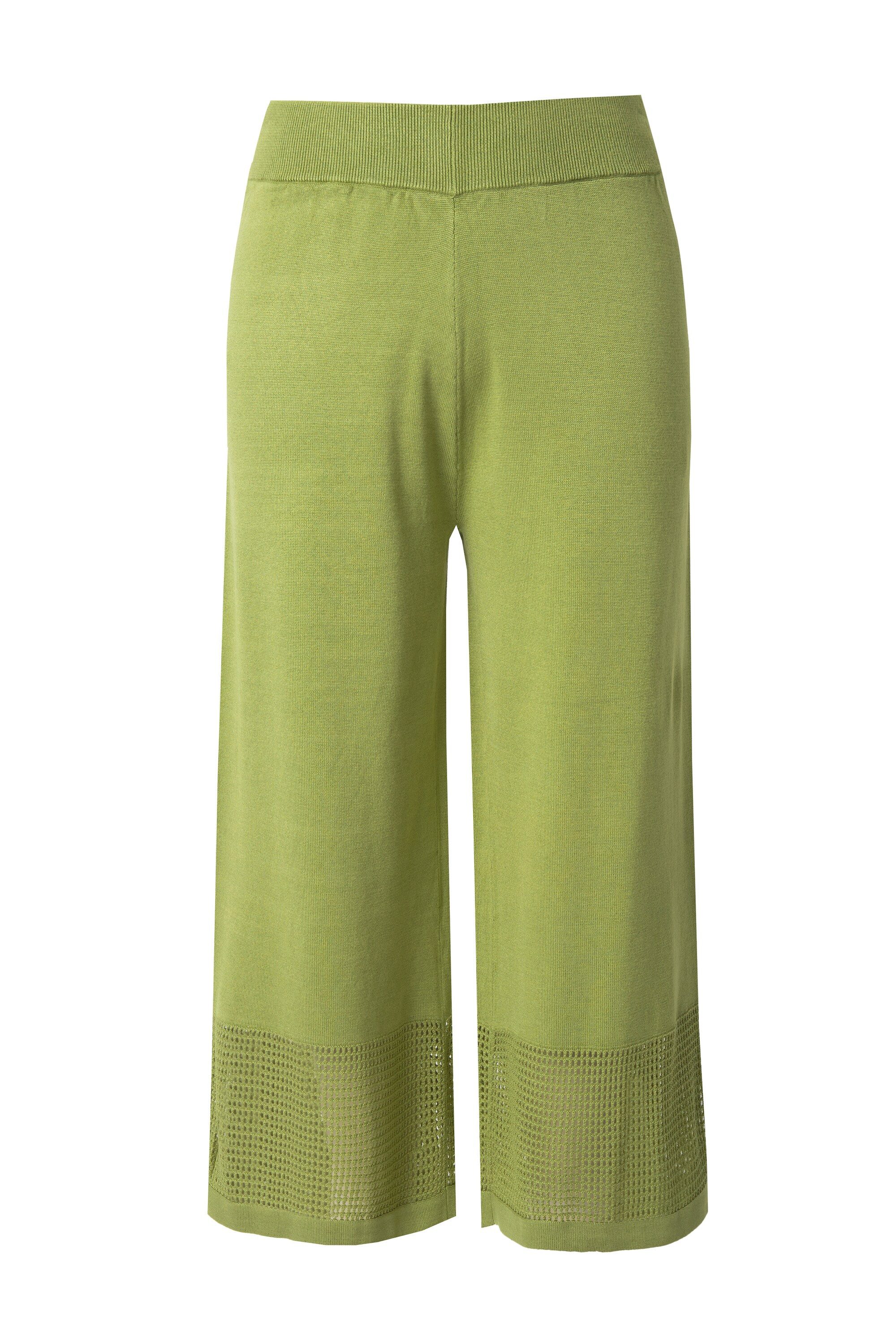 Ulla Popken Culotte Strickhose Lochstrick-Streifen weites Bein