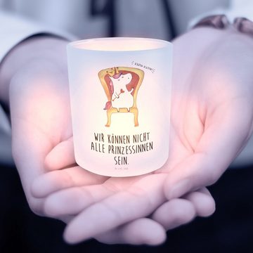 Mr. & Mrs. Panda Windlicht Einhorn König - Transparent - Geschenk, Unicorn, Einhörner, Teelichth (1 St), Liebevolles Design