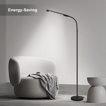 IBETTER Stehlampe LED Stehlampe dimmbar Wohnzimmer Leselampe schwarz Standleuchte, 12W 3000K - 6500K, mit Memoryfunktion Flexibler Schwanenhals Arbeitslampe für Schlafzimmer Büro