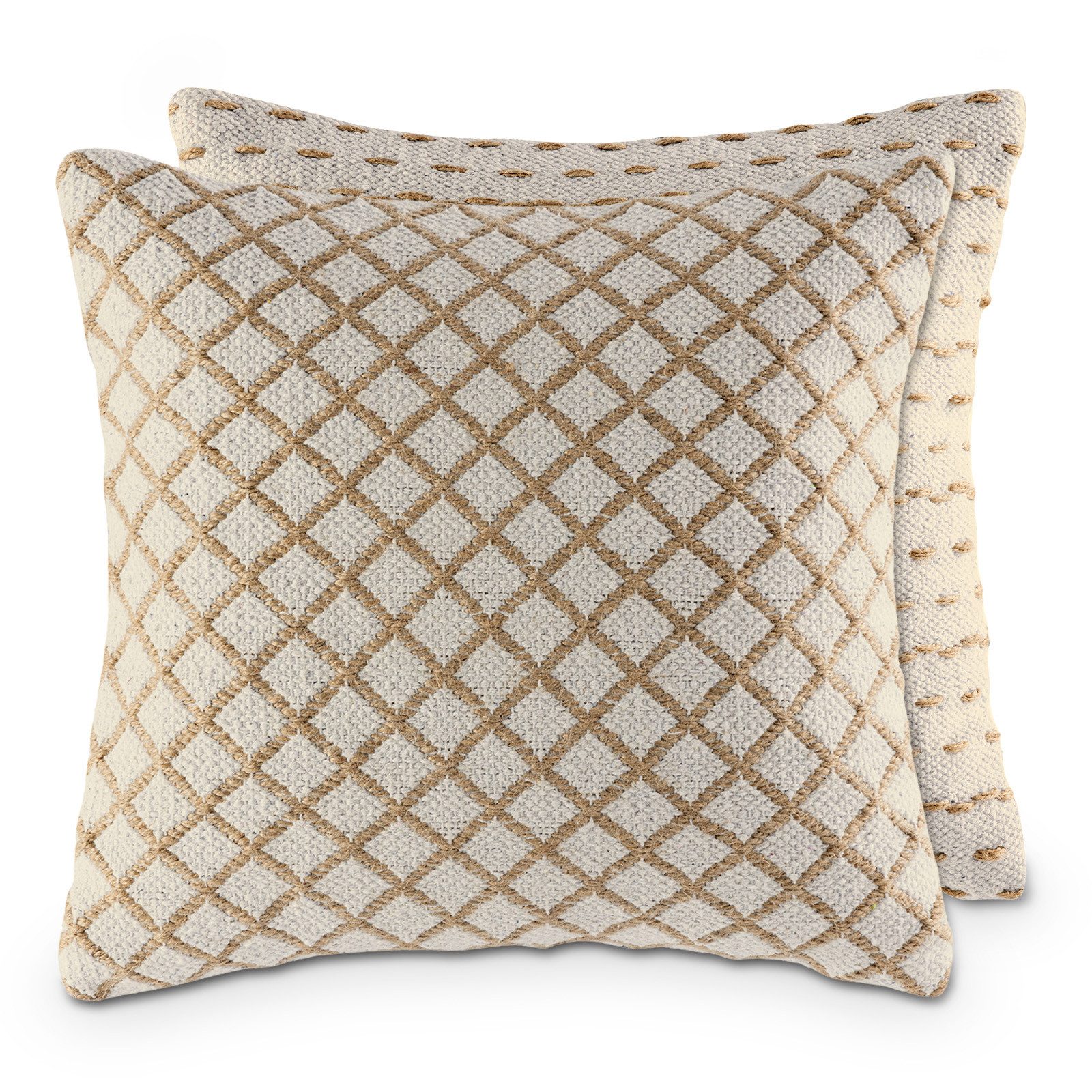 Amagohome Dekokissen Dekokissen 40x40cm Set 2 Sofakissen Zierkissen Baumwolle u. Jute natur