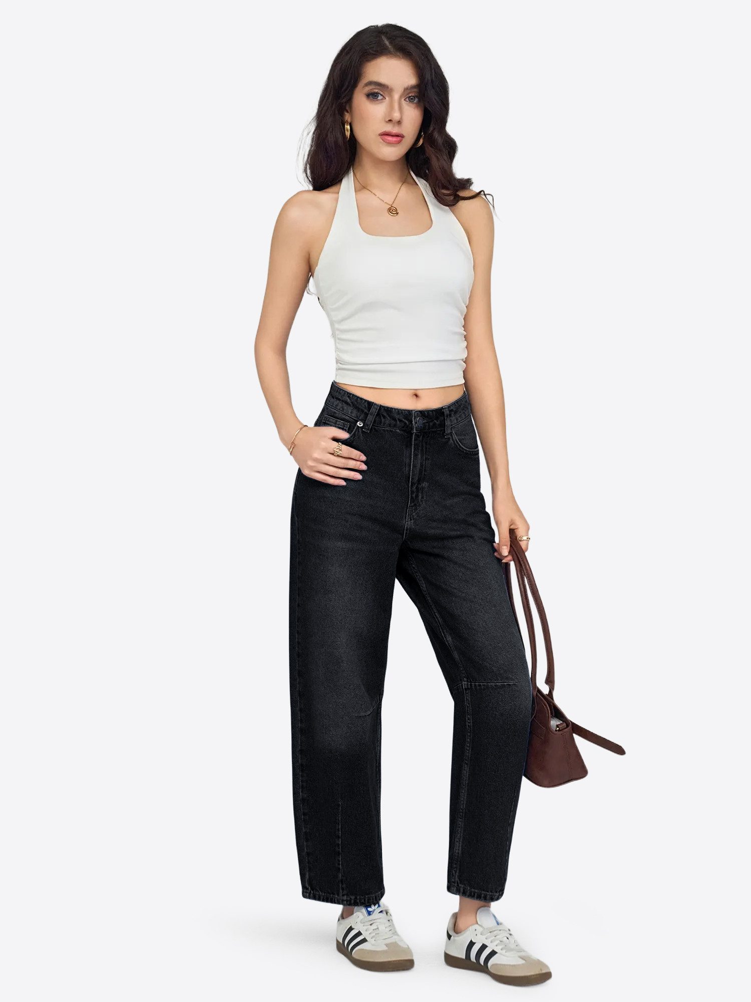Imily Bela Relax-fit-Jeans Damen Loose-fit-Jeans mit Waschungseffekt in 7/8-Länge (Packung, 1-tlg., 1per-Pack) 5-Pocket-Style
