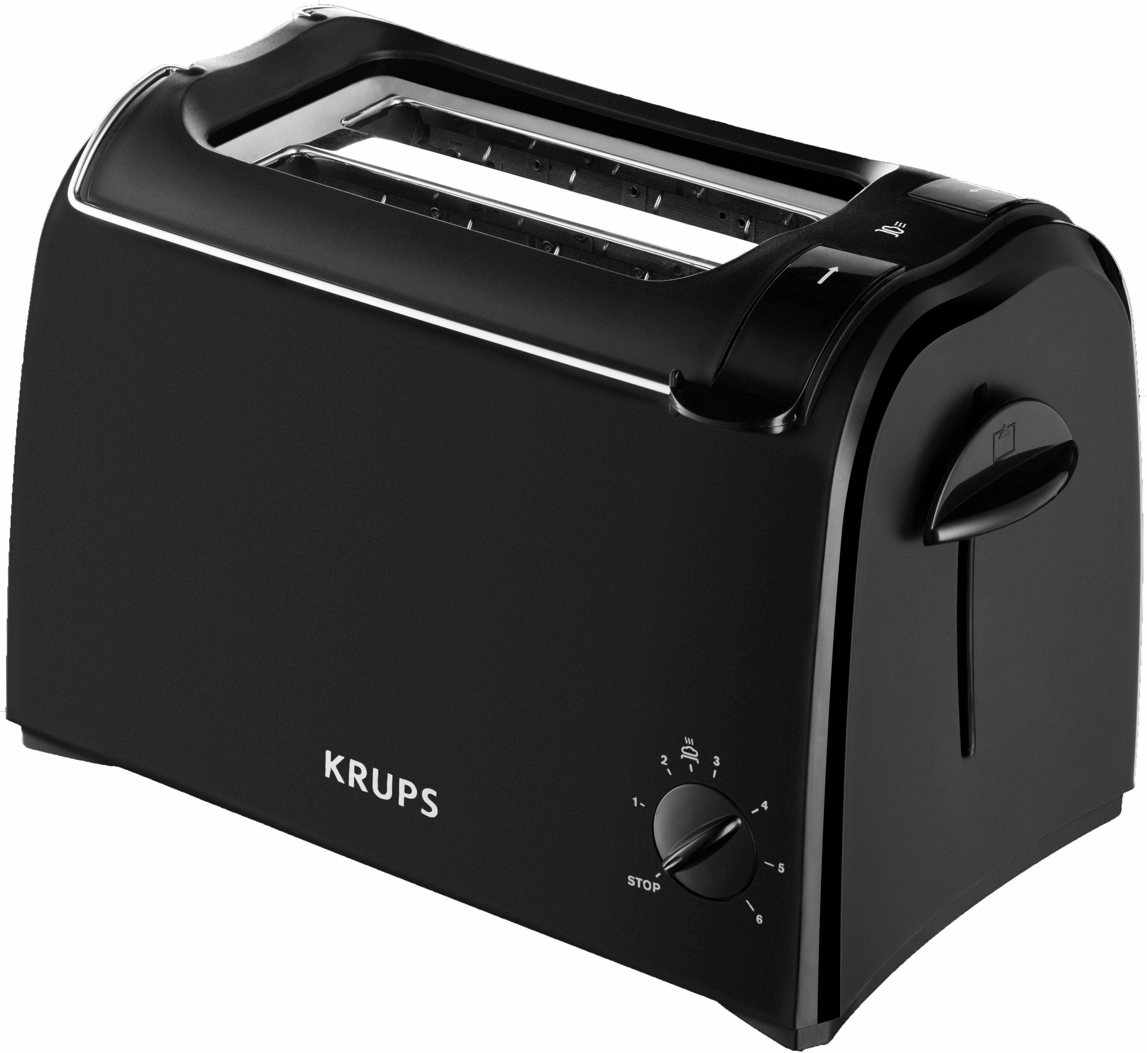 Krups Toaster Pro Aroma KH1518, 2 kurze Schlitze, für 2 Scheiben, 850 W, Krümelschublade, 6 Bräunungsstufen, Hebe-Funktion