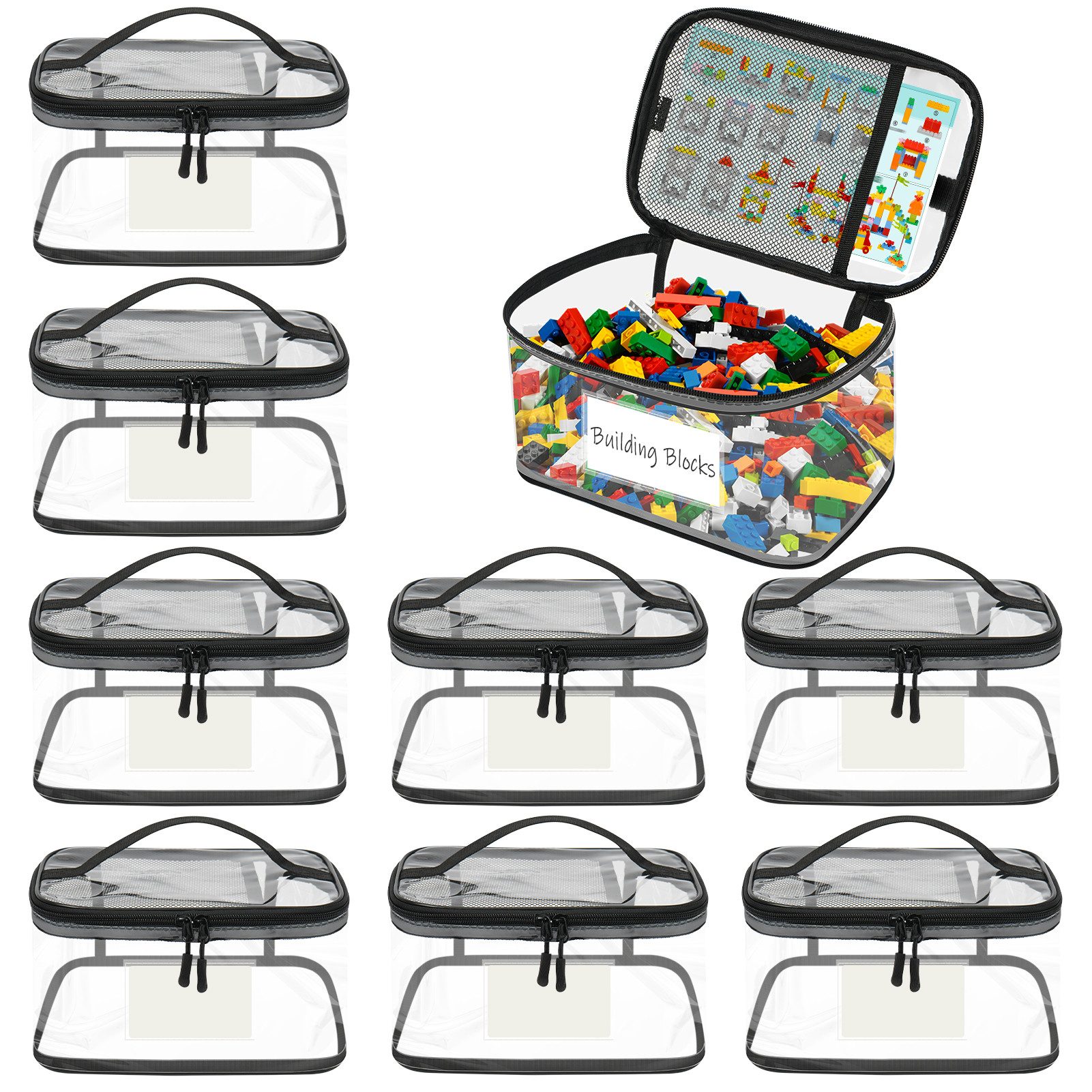 OSTWOLKE Хранилищаstasche Spielzeug-Aufbewahrungstaschen Spielzeug-Beutel Spielzeugsack (8-tlg), mit Namensetikett und Anleitungsbeutel
