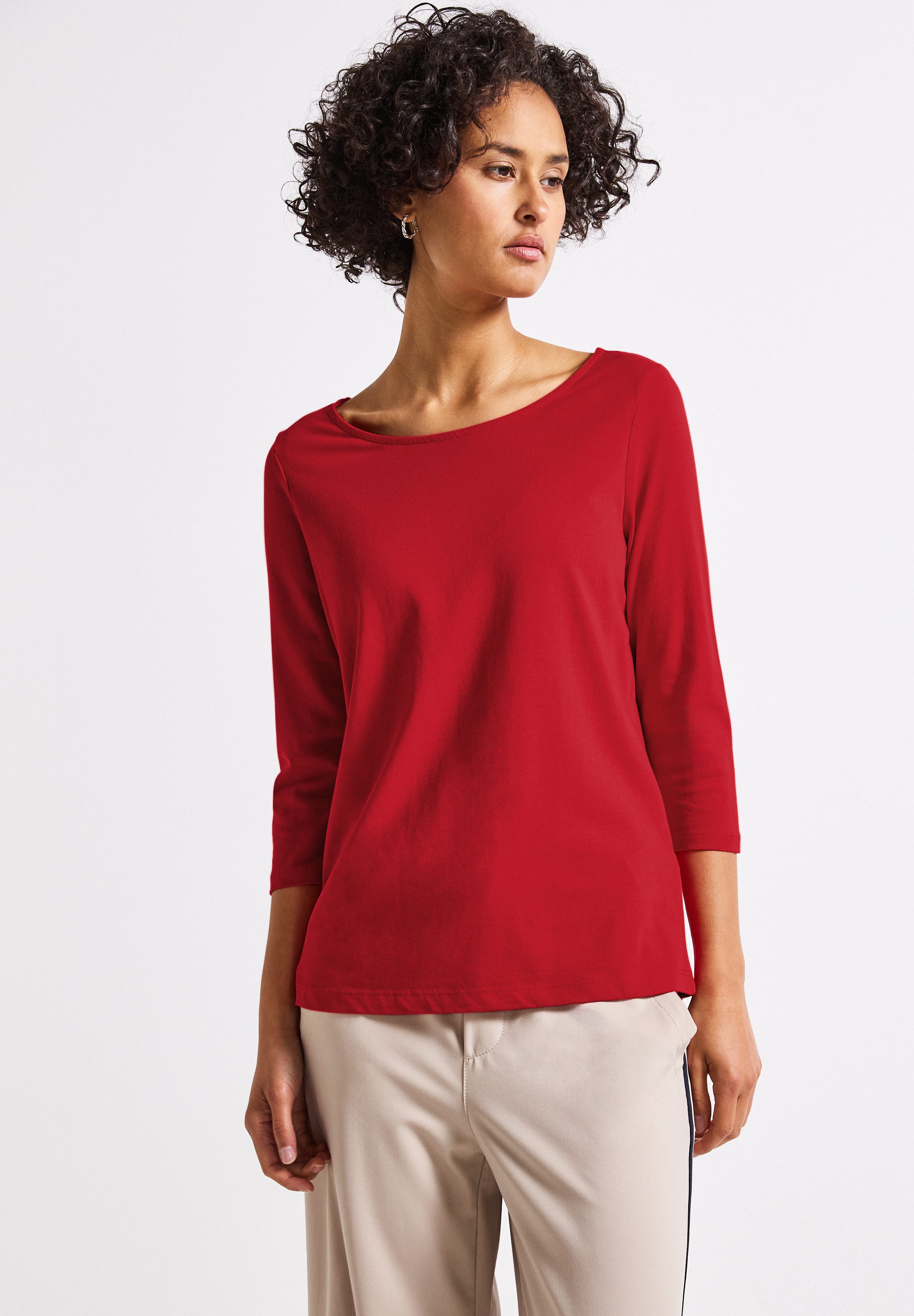 STREET ONE Langarmshirt aus Baumwolle mit Stretchante