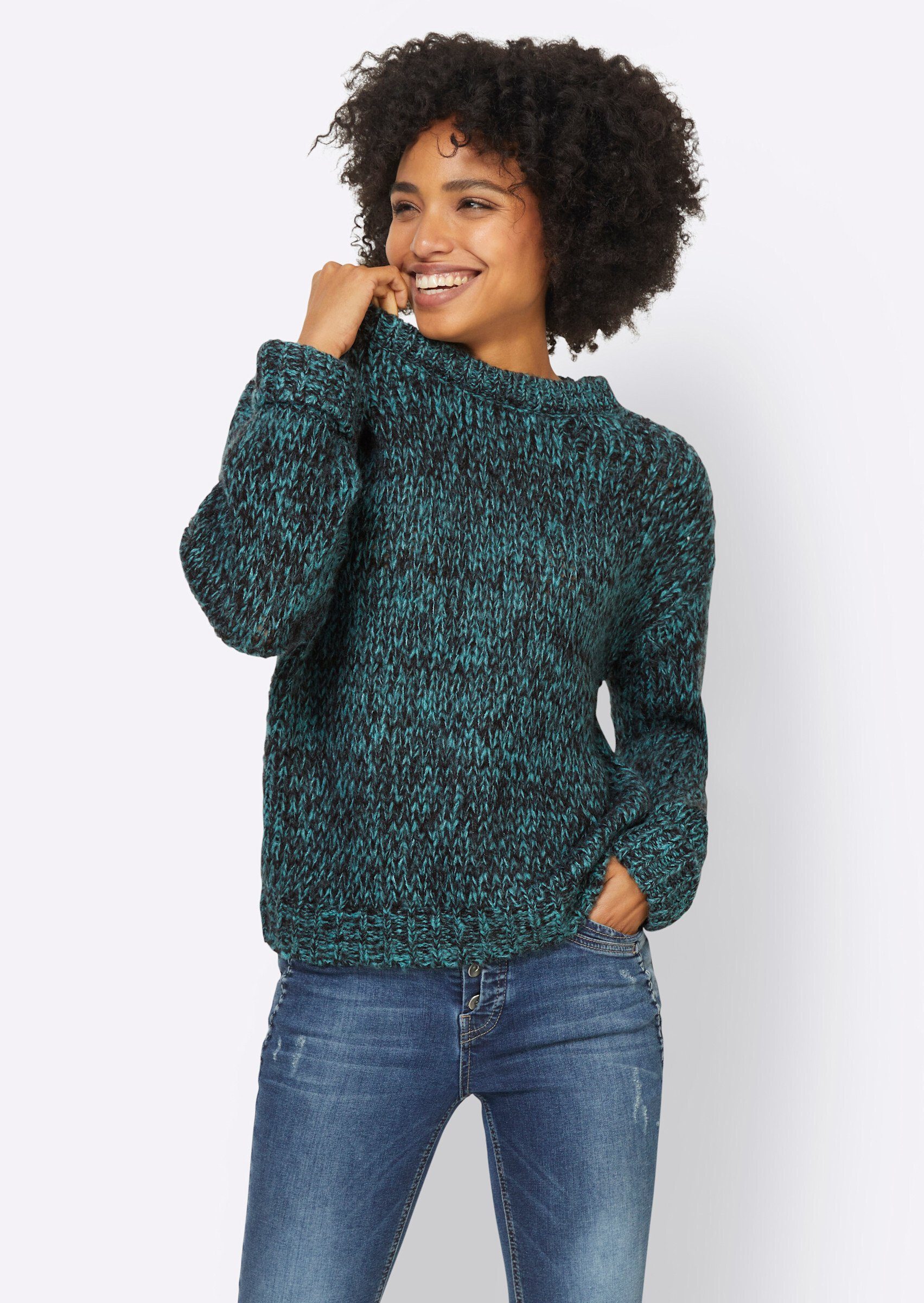 schwarz-ozean-meliert heine Strickpullover