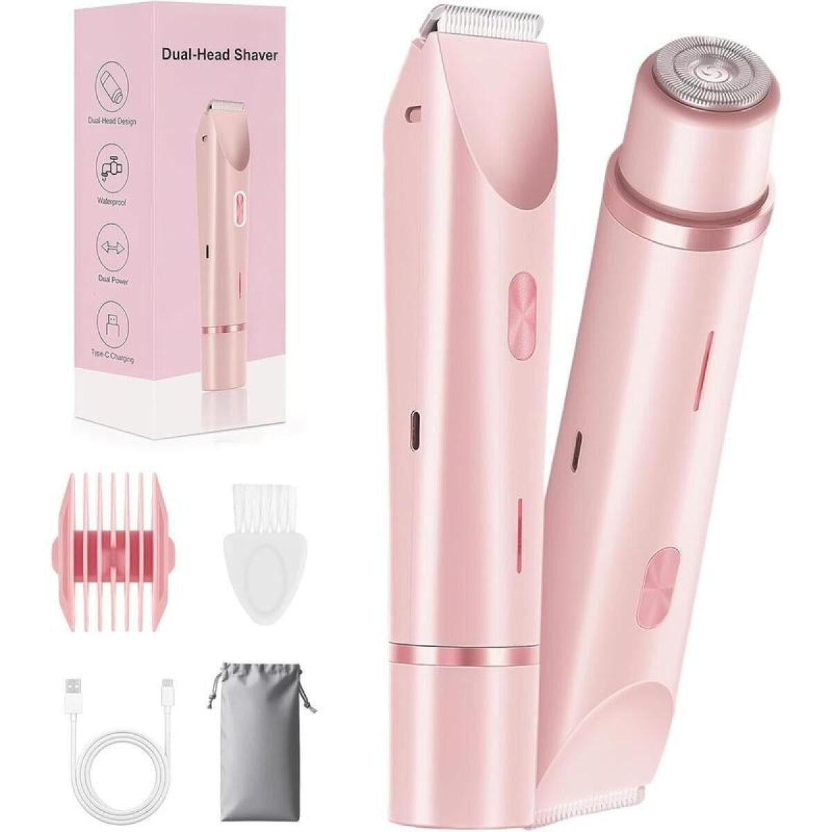 FELIXLEO Beauty-Trimmer Bikini-Rasierer, 2-in-1-Doppelkopf-Bikini-Trimmer & Körperrasierer