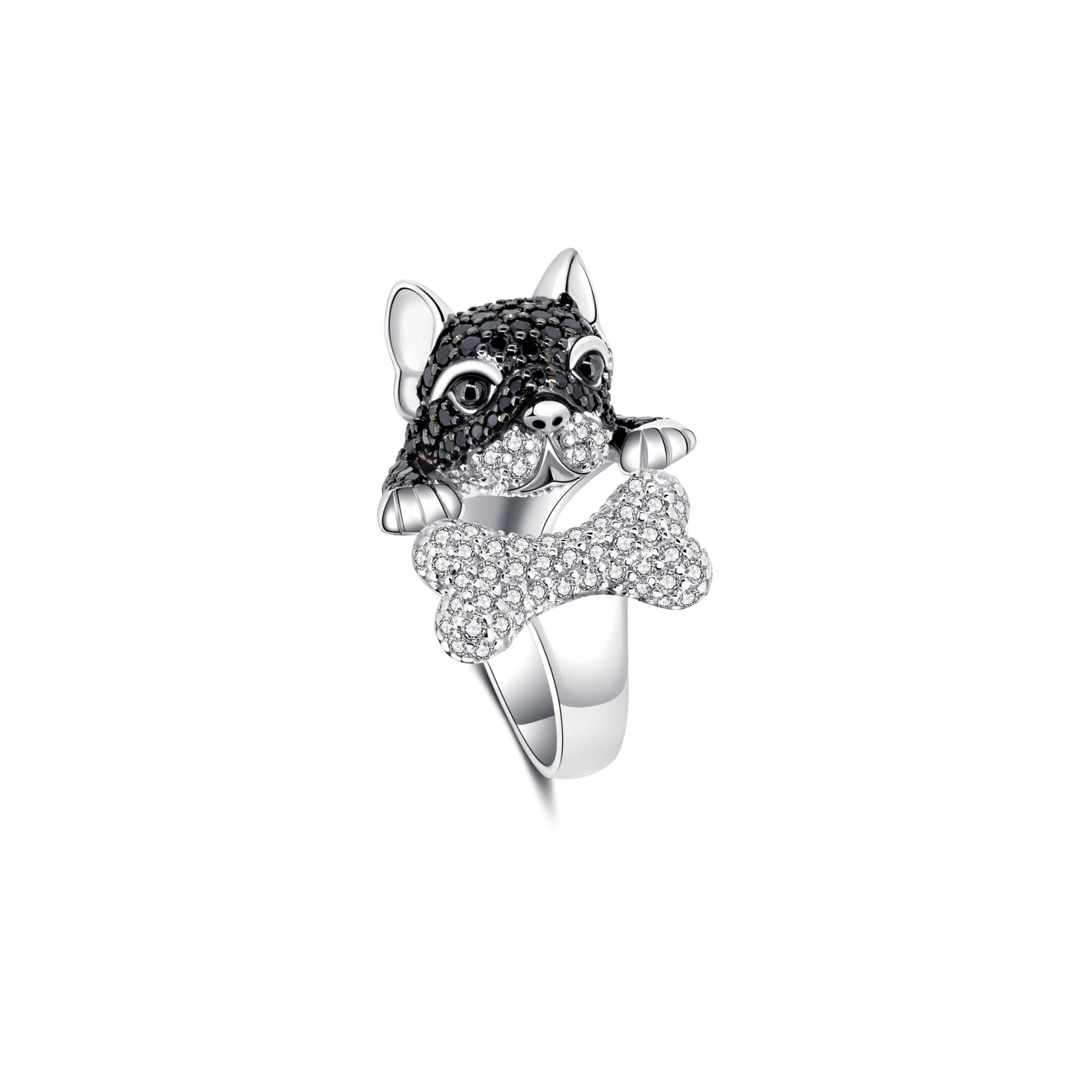Seinerzeit FLORA & FAUNA Silberring Major Hunde Ring (1-tlg), Material: 925 Sterling Silber, rhodiniert, geschwärzt