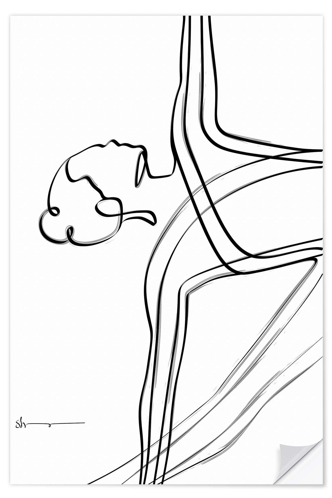 Posterlounge Плакат Yoga In Art, Dreieck Pose (Trikonasana), Fitnessraum Minimalistisch Grafikdesign