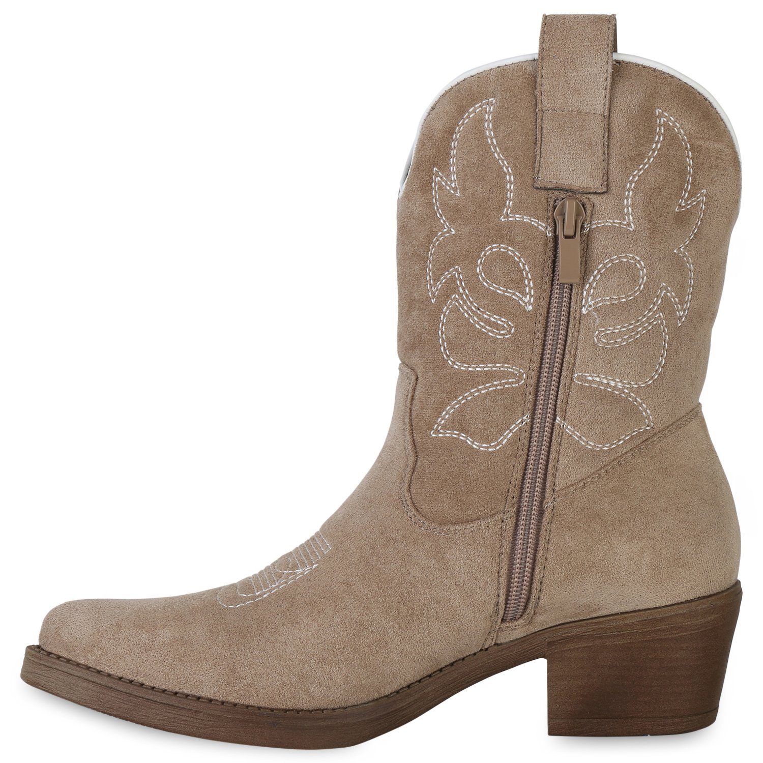 VAN Velours Schuhe HILL Khaki 840203 Cowboy Boots