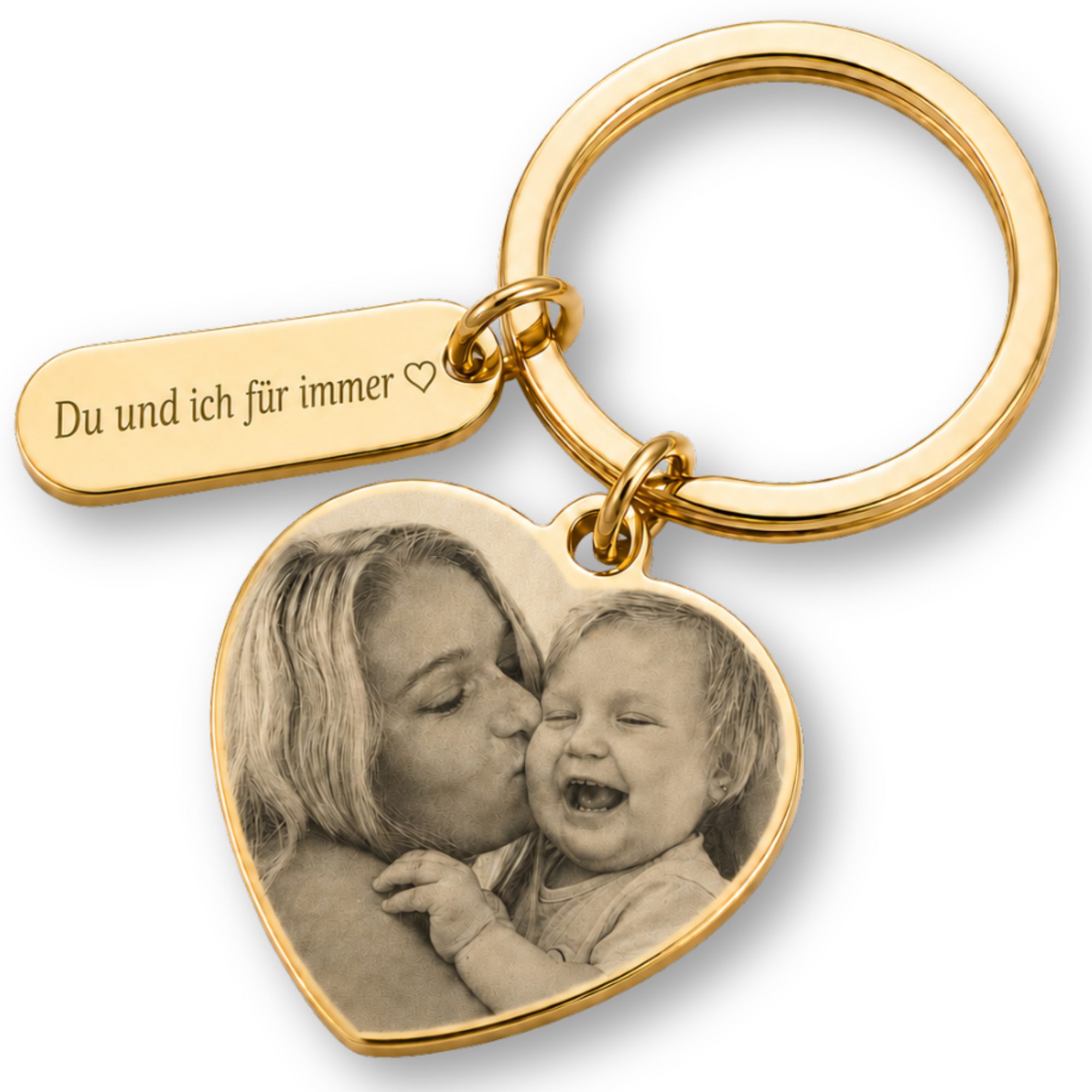 BS Schmuckdesign Schlüsselanhänger mit Gravur Foto Schlüsselanhänger personalisiert mit Gravur Anhänger mit Bild (2-tlg., Foto graviert)