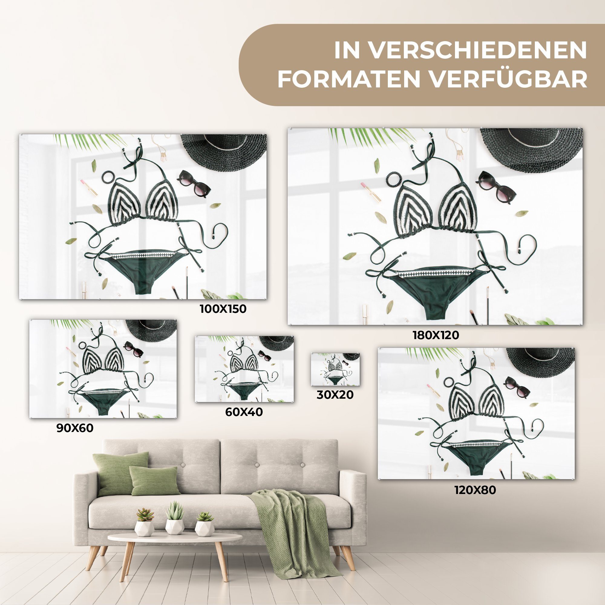 Schwarz Schlafzimmer & Acrylglasbild Hut, MuchoWow Bikini Acrylglasbilder St), - - Wohnzimmer (1