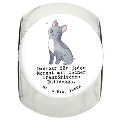 Mr. & Mrs. Panda Vorratsglas XL 2000ml Französische Bulldogge Moment - Weiß - Geschenk, Leckerli G, Premium Glas, (1-tlg), Kompaktes Design