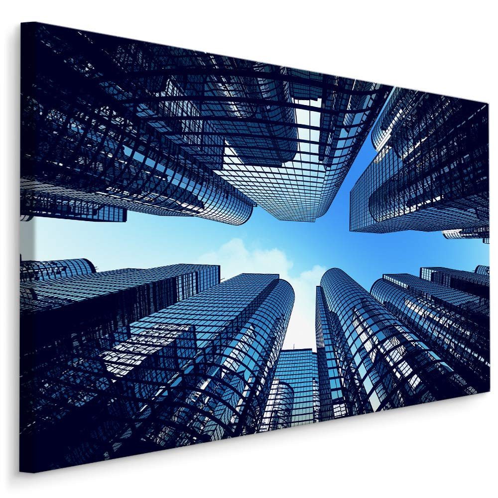 Muralo Leinwandbild Architektur – Leinwandbild Wandbild Kunstdruck Wohnzimmer, Gebäude (1 St), Stadt – Gebäude – Panorama, 30 x 20 cm, aufhängefertig