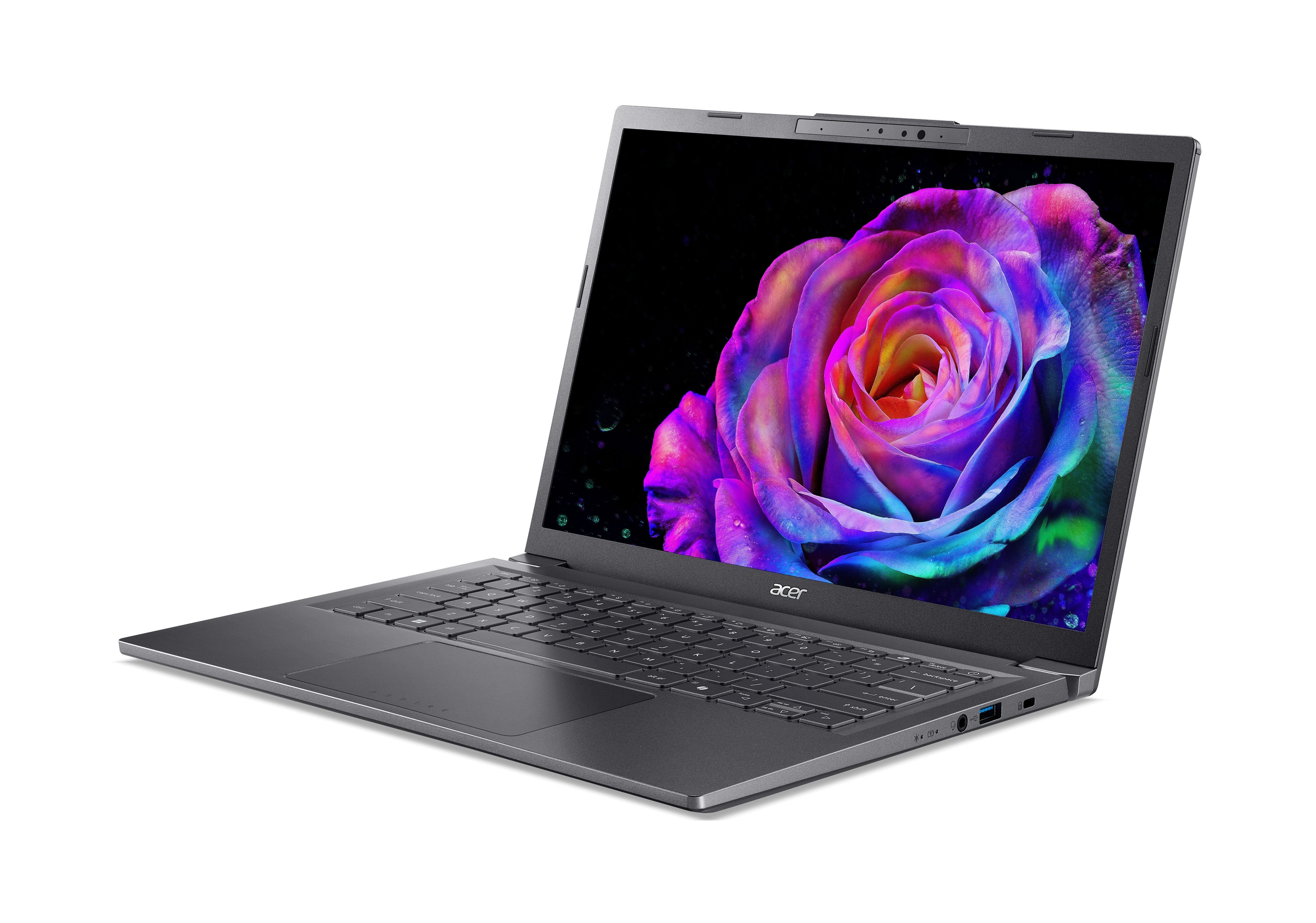 Acer Aspire 14 AI OLED Copilot+ KI Laptop 4,50 GHz 16GB DDR5 Notebook (35,56 cm/14,0 Zoll, Intel Core Ultra 5 226V, Intel Arc 130V, 16 GB, 512 GB SSD, OLED-Display; USB4/Thunderbolt 4; Webcam; Copilot-Taste)