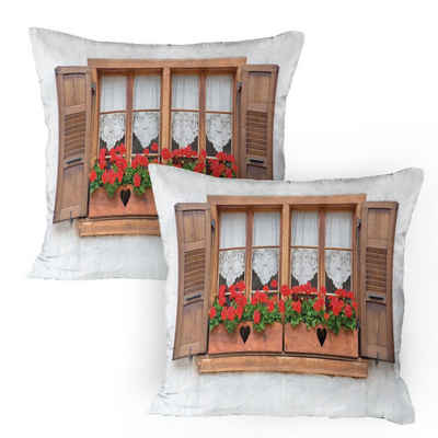 Kissenbezüge Dekorativer Quadratisch Gedruckter Kissenbezug, Abakuhaus (2 Stück), Boho Europäische Landfensterläden