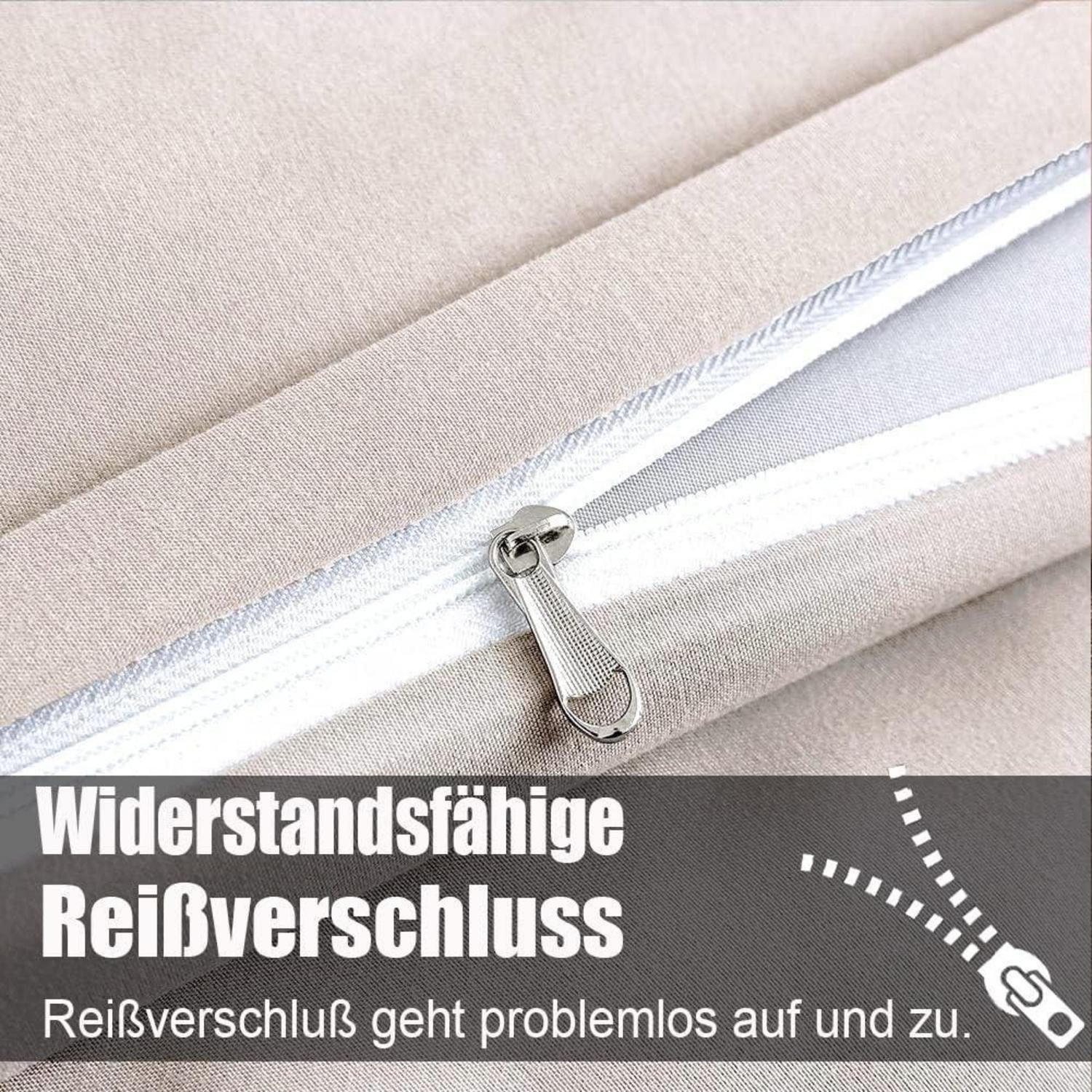 Soifox Bettwäsche Bettwäsche Set Beige 135x200 Mikrofaser bügelfrei Reißverschluss