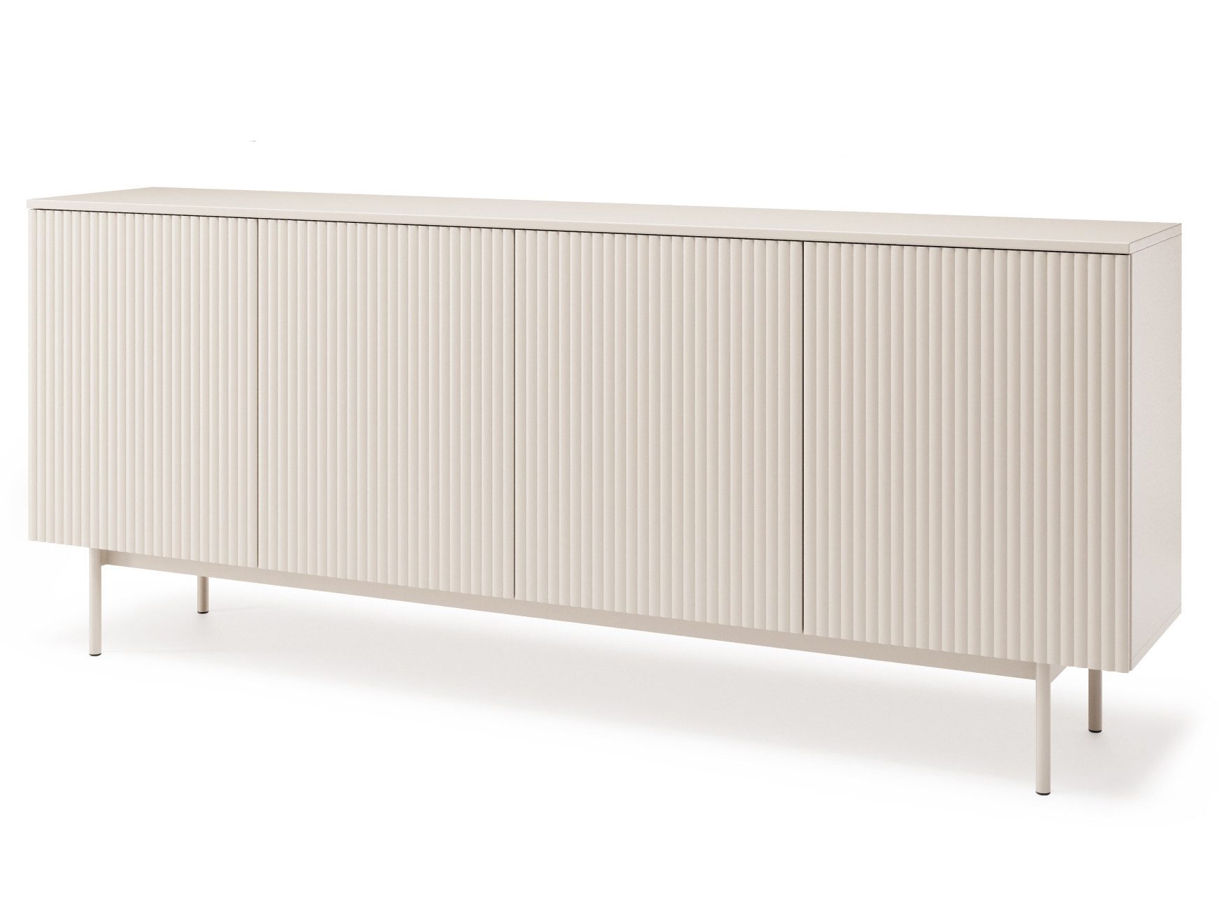 Beautysofa Kommode Soft mit 4 Türen und Einlegeböden (Rillenfronten mit Push-to-Open, In der trendigen Farbe Kaschmir), Breite: 200 cm