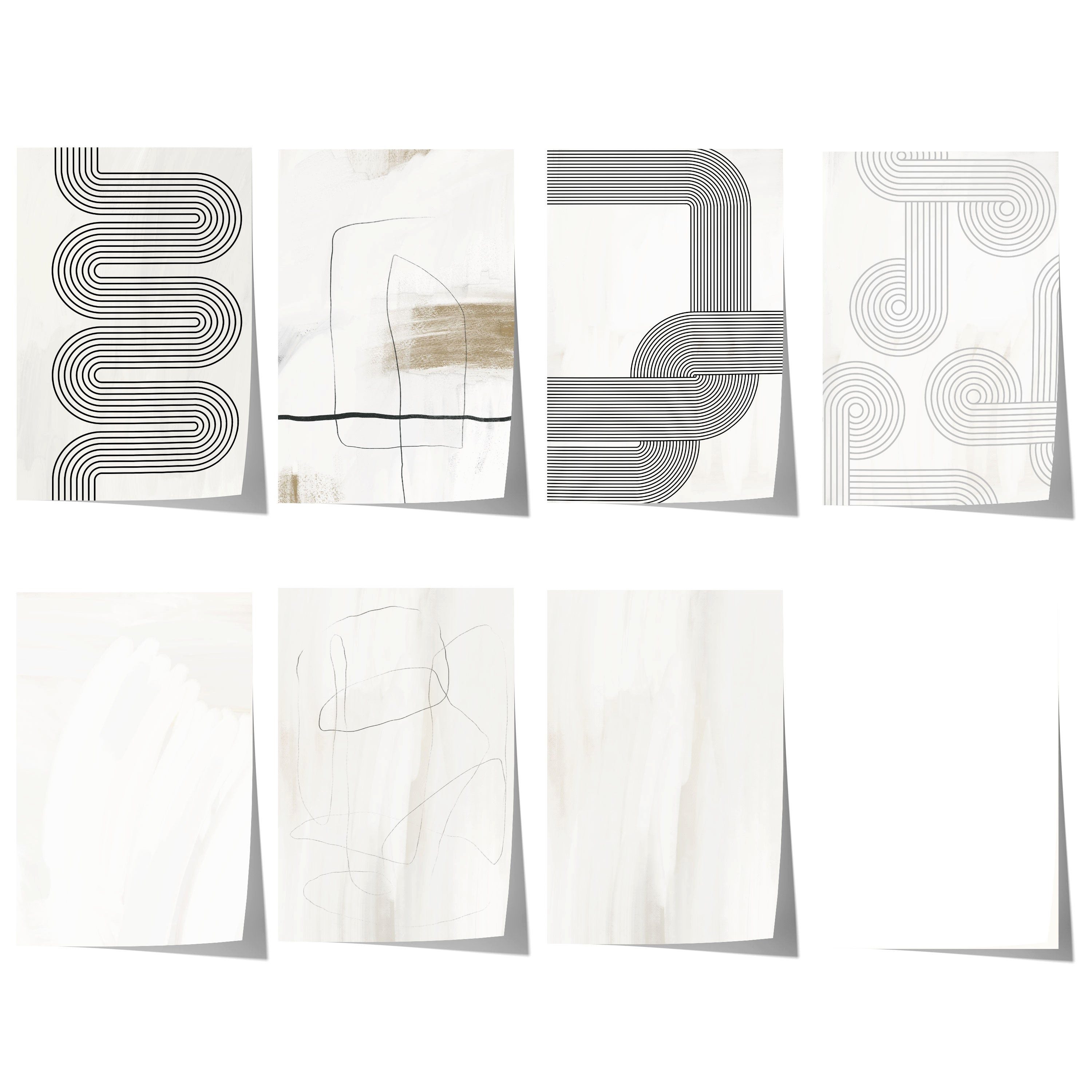 JUSTGOODMOOD Poster Minimalistische Linienkunst Geschenkidee Abstrakte Geometrie in Schwar, D (1 St)