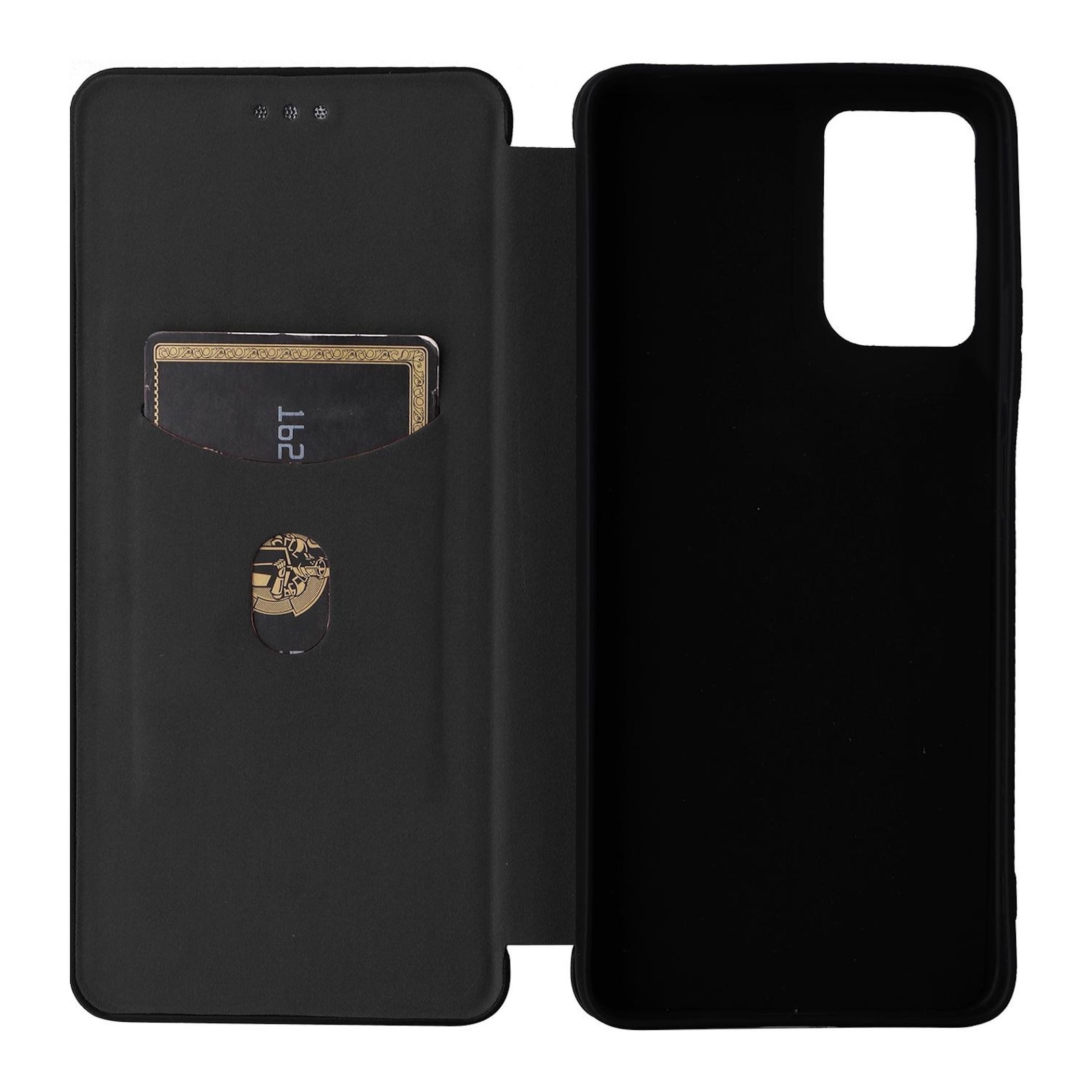 Wigento Smartphone-Hülle für Motorola Moto G06 4G / G06 Power 4G Carbon Textur Flip Kunstleder, Carbon Faser Flip Schutzhülle mit Kartenfach und Ständer