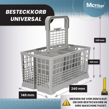 McFilter Besteckkorb Universal passend für AEG MIELE SIEMENS BOSCH ZANKER NEFF, (2-tlg., Korb, Griff), bruchsicheres Kunststoff, abnehmbarer Griff, für Geschirrspüler