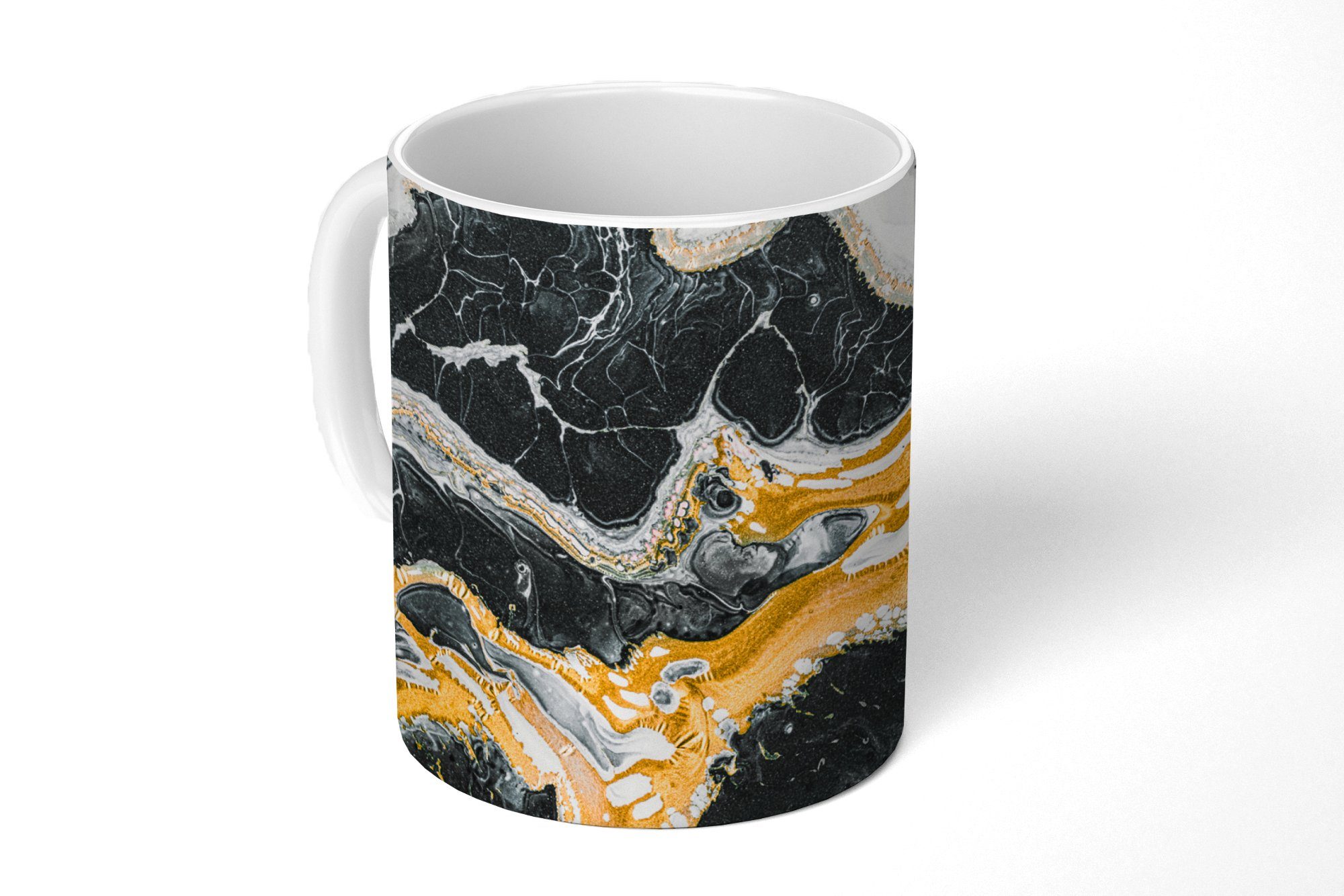 MuchoWow Tasse Marmor - Schwarz - Weiß, 1-tlg., Keramik, Kaffeetassen, Teetasse, Becher, Kaffeebecher, Geschenk