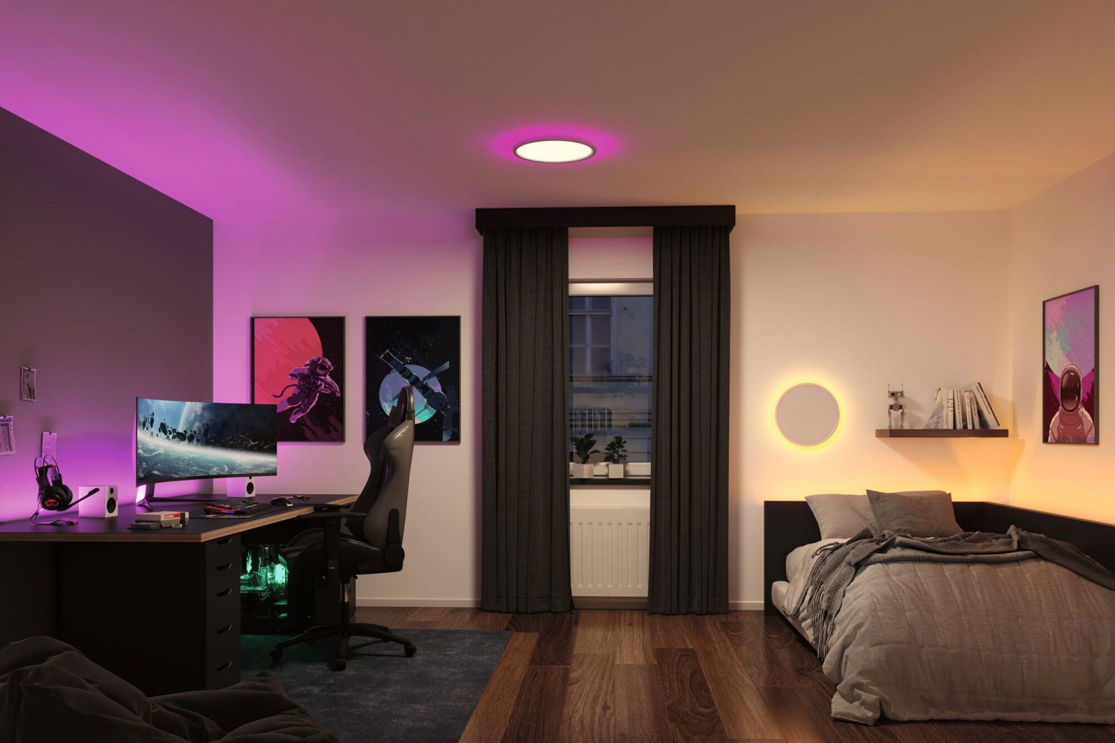 Paulmann LED Panel Atria Shine 3000K IP20 rund RGB+ dimmbar, LED fest integriert, Tageslichtweiß, Farbwechsler, Farbsteuerung