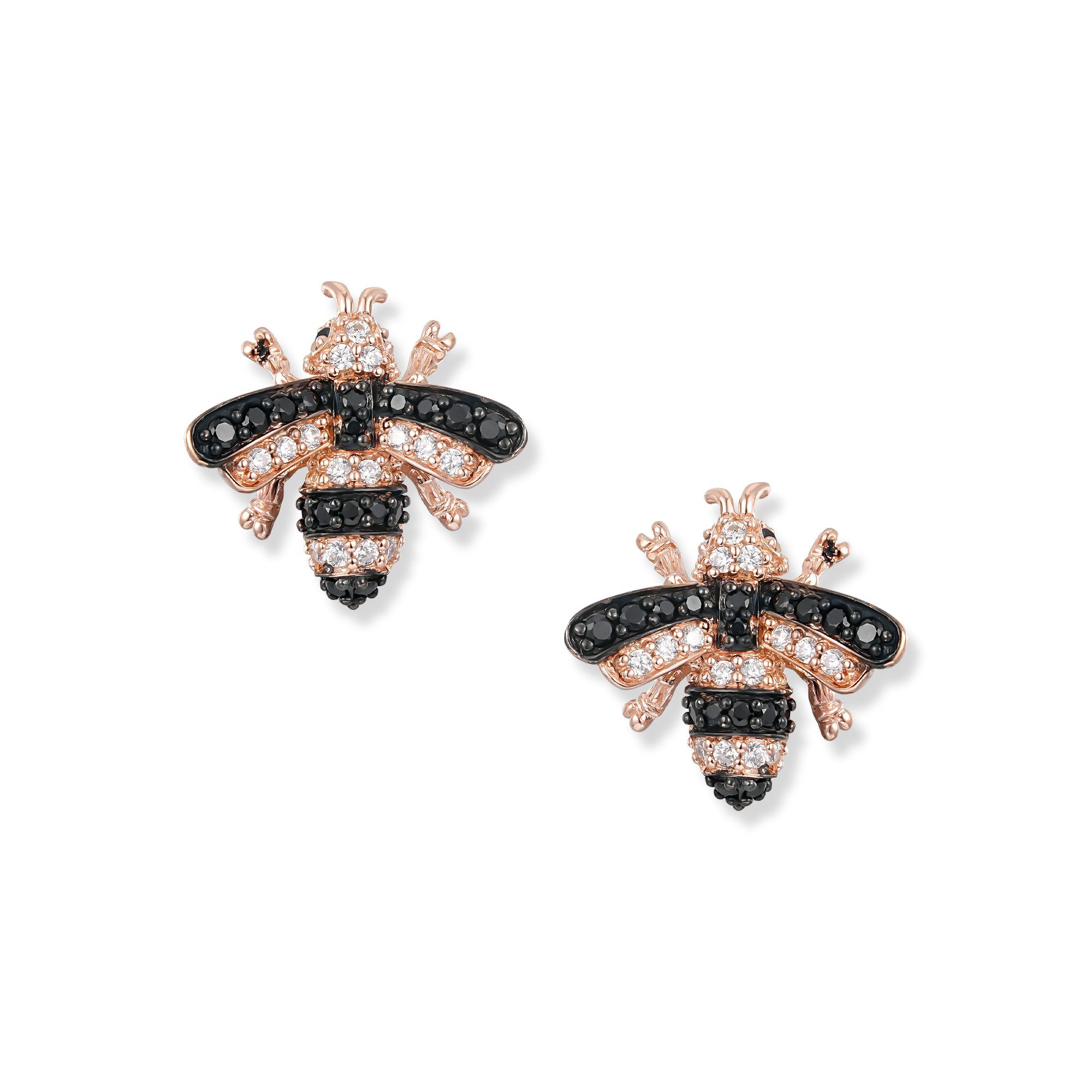 Seinerzeit FLORA & FAUNA Paar Ohrstecker Misty Bienen Ohrringe, Material: 925 Sterling Silber, rosé-vergoldet, geschwärzt