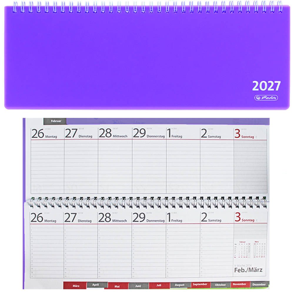 Herlitz Schreibtischkalender 2027 transluzent lila