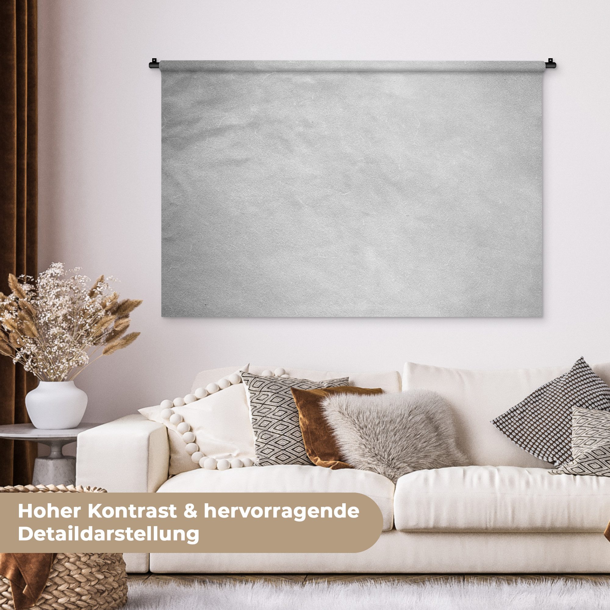 MuchoWow Wandteppich Leder - Strukturiert - Lederoptik - Grau, Rechteckig, Höhe: 3 mm, Wandtuch, Wanddekoobjekt, 120x80 cm