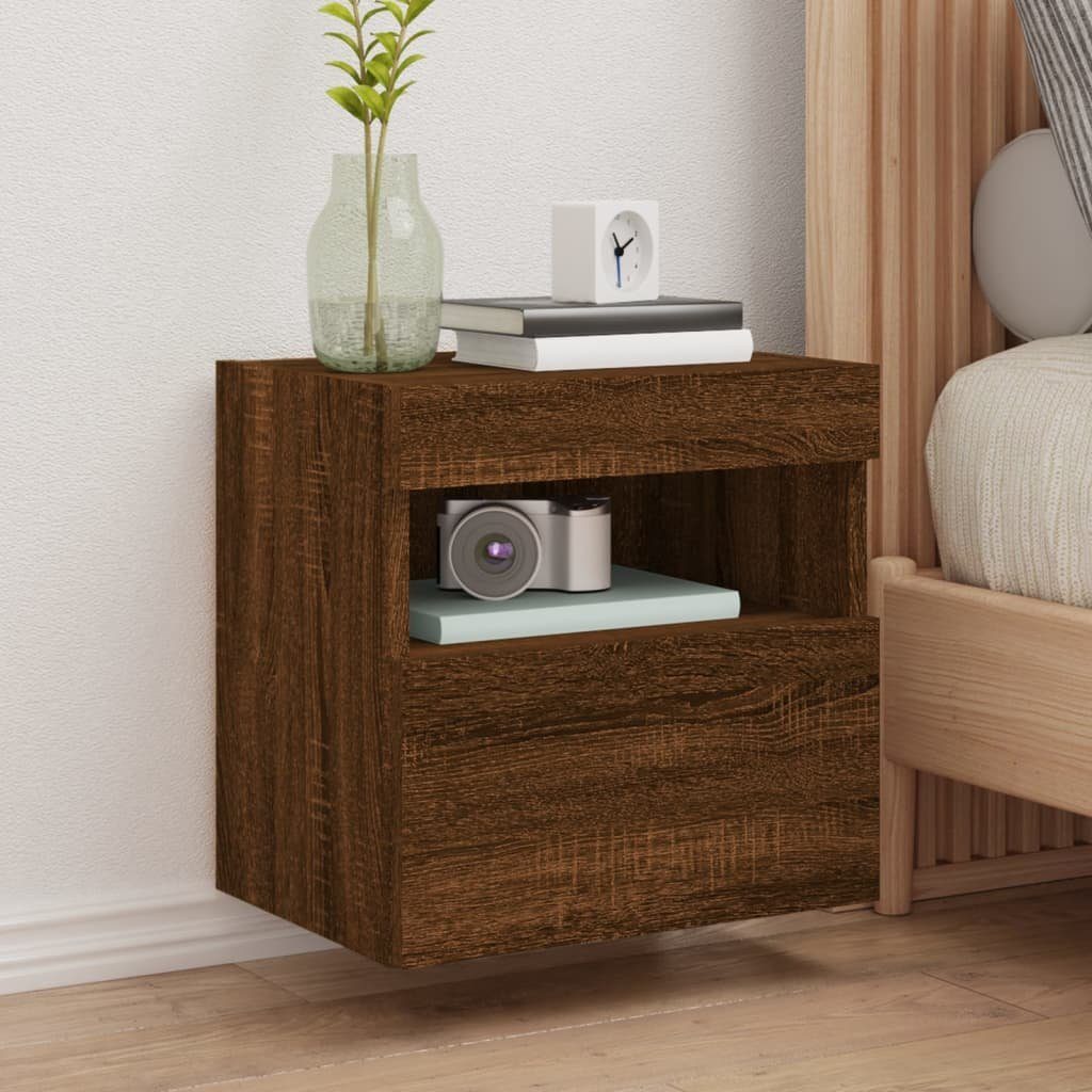 vidaXL TV-Wand TV-Wandschrank mit LED-Leuchten Braun Eichen-Optik 40x30x40 cm, (1-St)