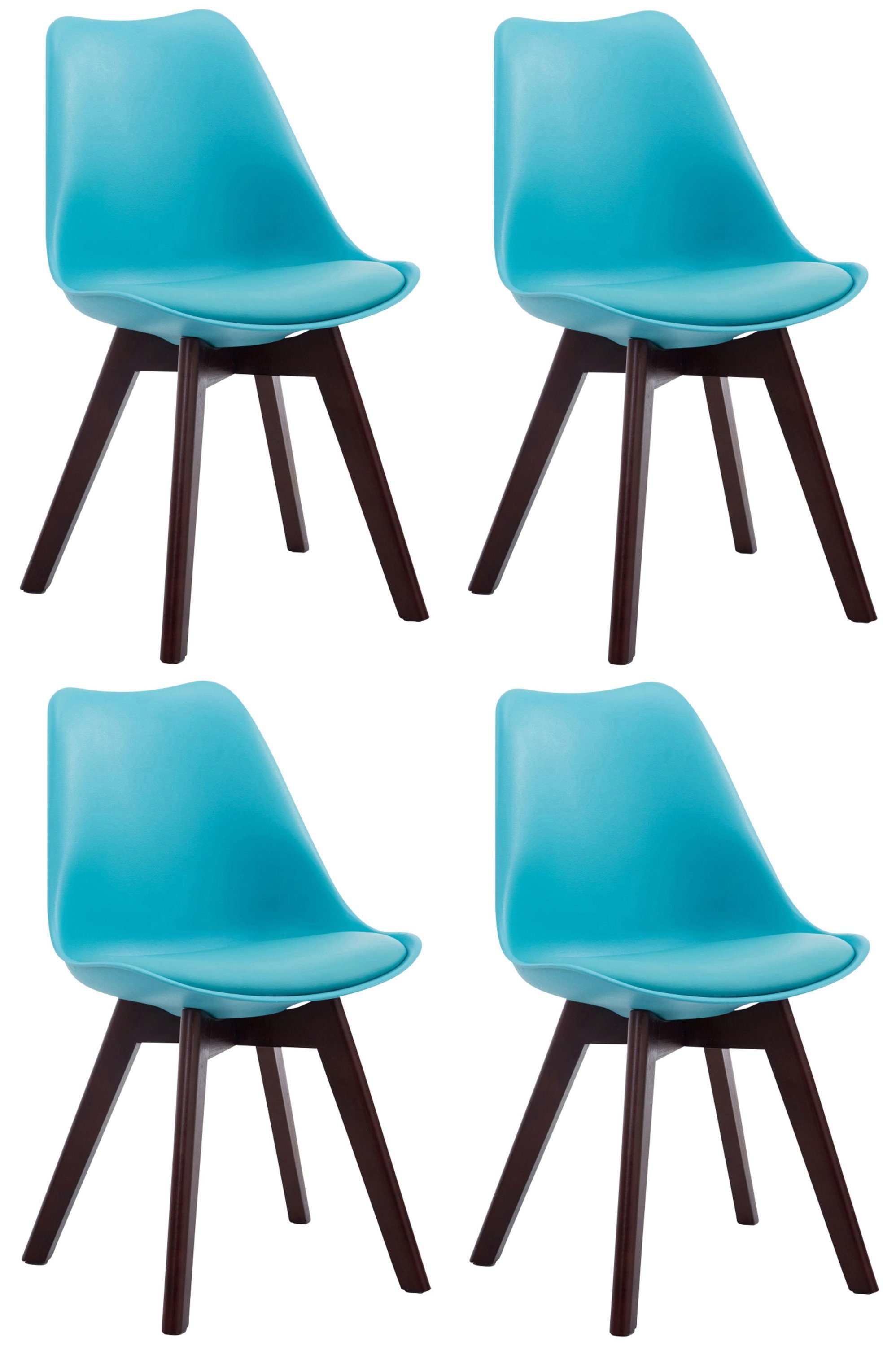 CLP Küchenstuhl Borneo V2 Kunstleder (4er Set), Kunststoffsitzschale blau
