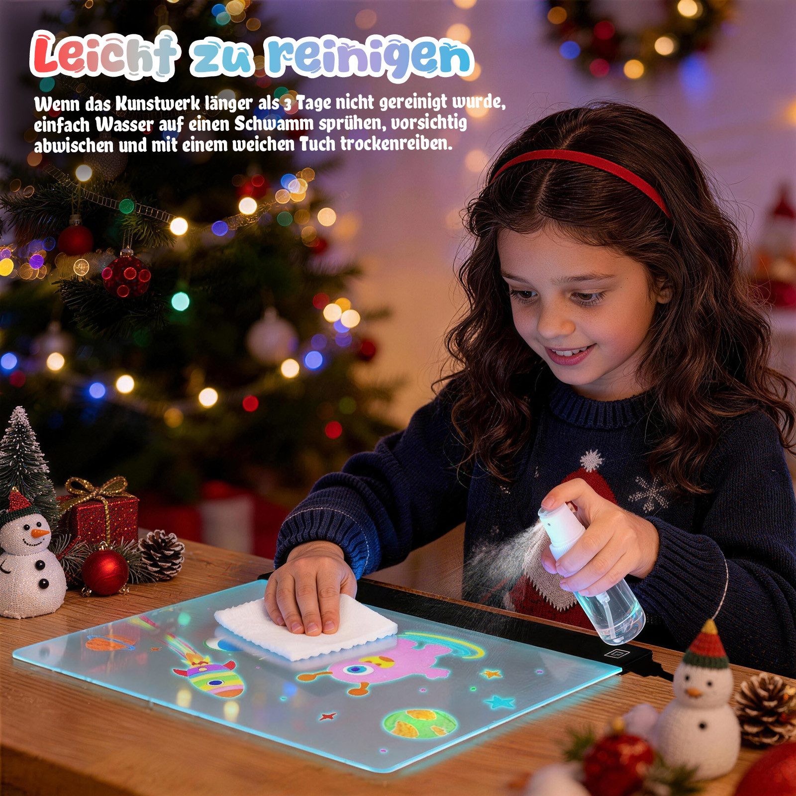 ANYSUN Memoboard Led Zeichenbrett,35x26cm großer Leuchtendes Acryl Led Maltafel Kinder, (1-tlg., LED Notiztafel Nachtlicht mit 4-Farben-Lichtmodi), kreatives Geschenk Geburtstagsgeschenke Geschenke Mädchen Jungen