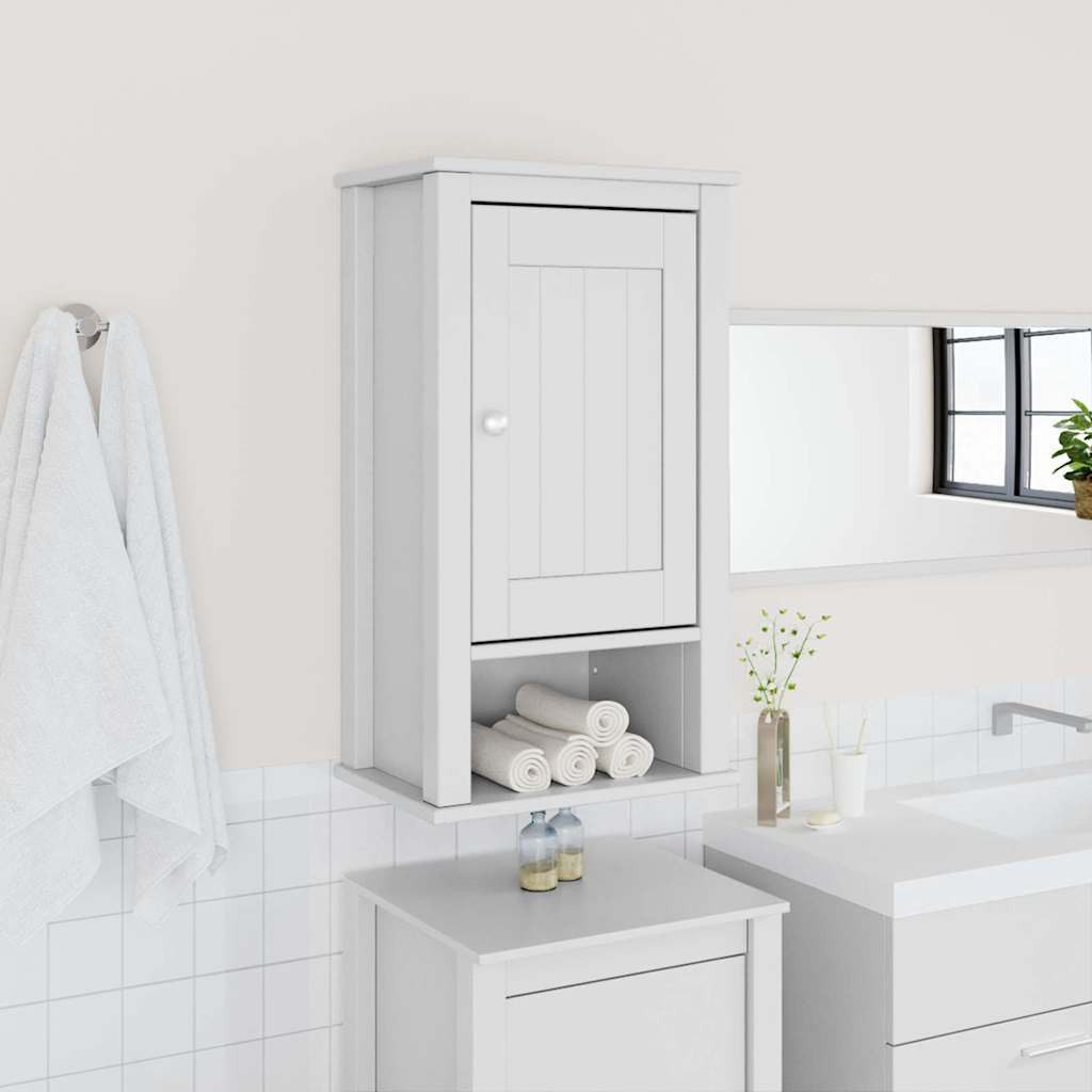 vidaXL Badezimmer-Set Bad-Wandschrank BERG Weiß 40x27x71,5 cm Massivholz Kiefer, (1-St)