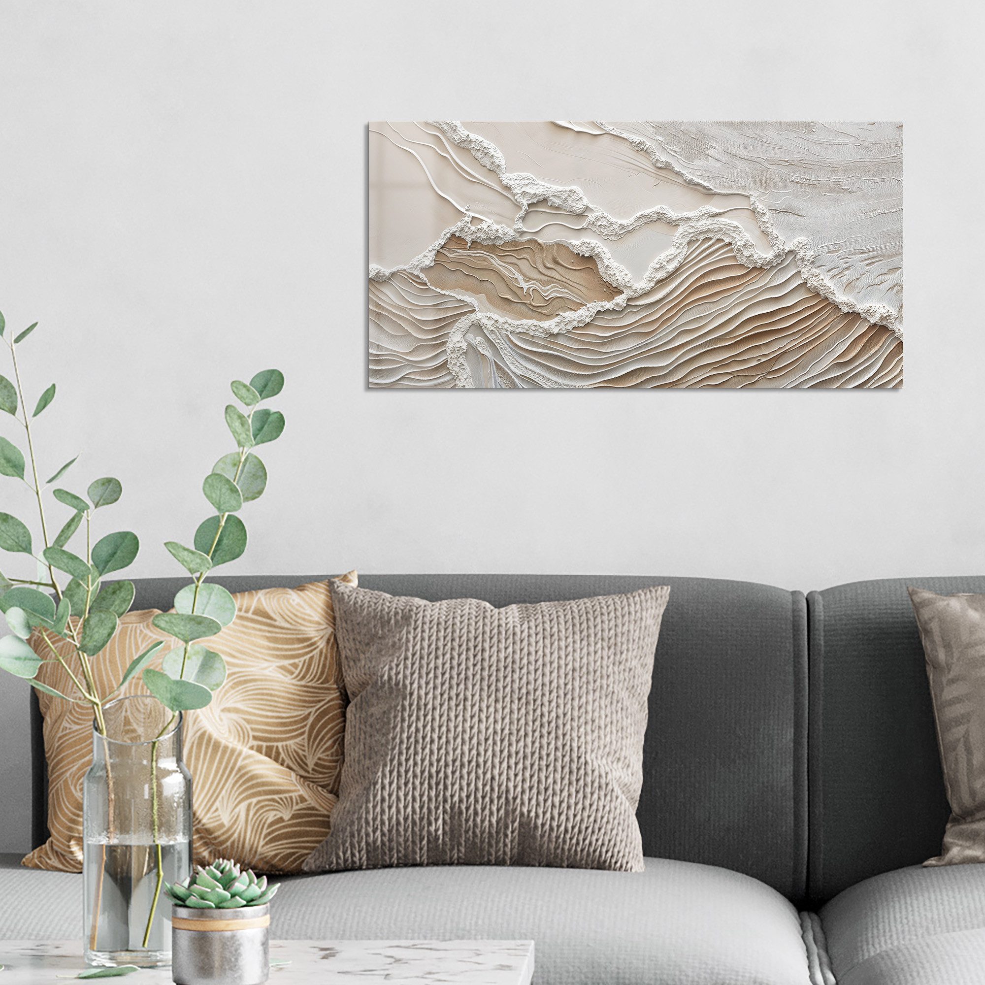 DEQORI Glasbild 'Sandwellenzauber', 'Sandwellenzauber', Glas Wandbild Bild schwebend modern