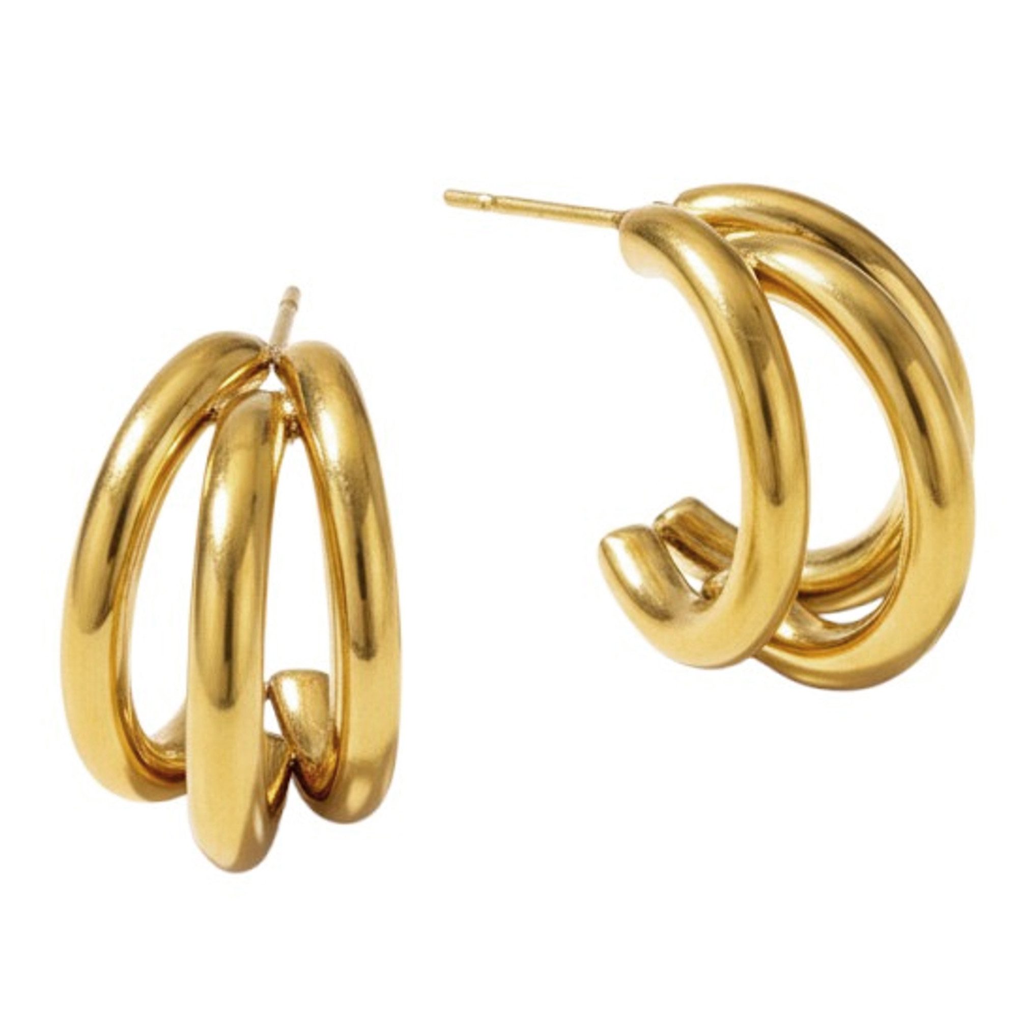 KARMA Paar Creolen 3fach Edelstahl Gold od. Ohrringe 1,8 cm (Damencreolen E günstig online kaufen