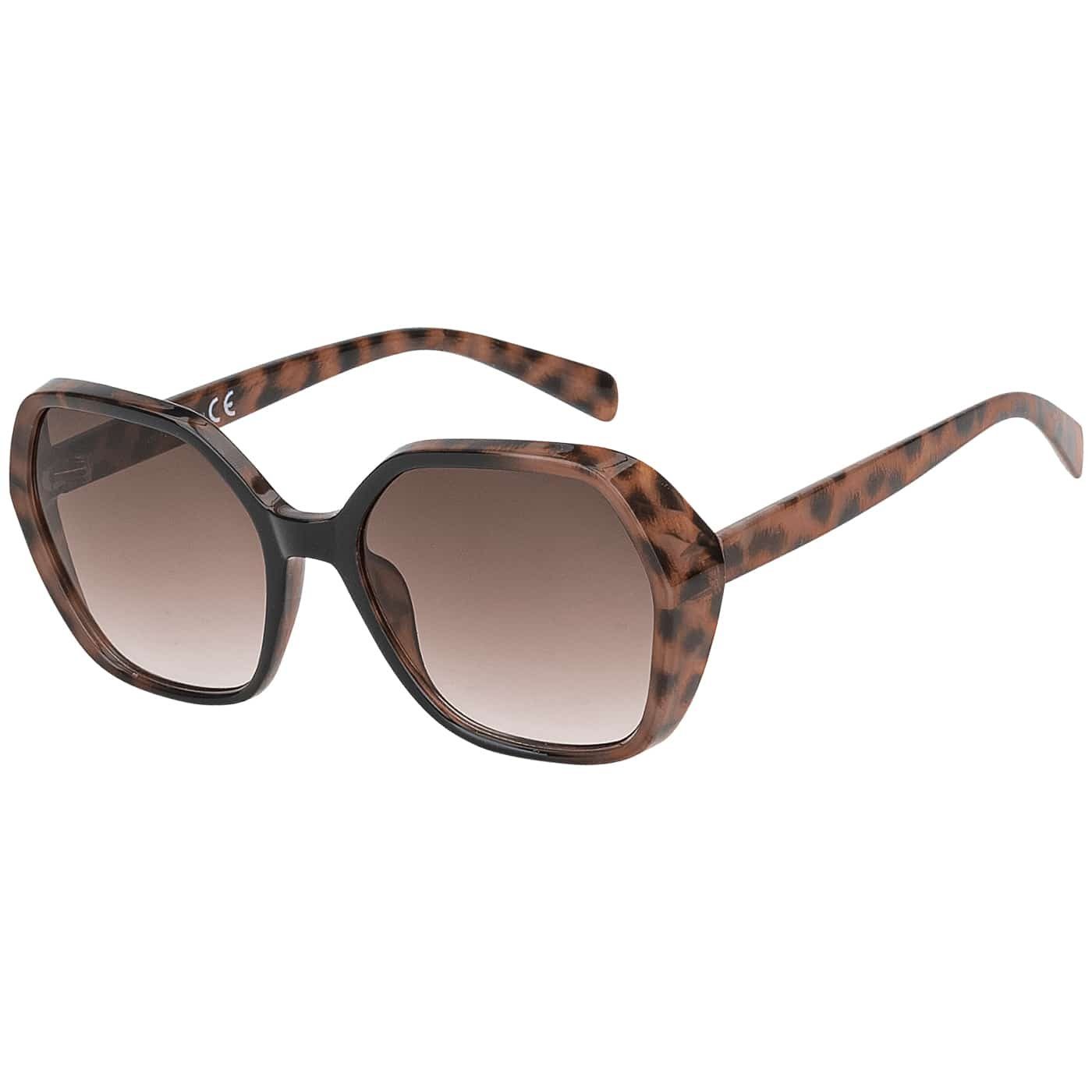 violetten (1-St) mit Damen Eyewear Sonnenbrille Sonnenbrille BEZLIT Schwarz-Leopard Große Designer Linsen
