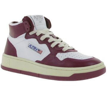 AUTRY AUTRY Mid Damen Echtleder-Sneaker halbhohe Skater-AUMW WB13 Retro-Sneaker Weiß/Rot Sneaker