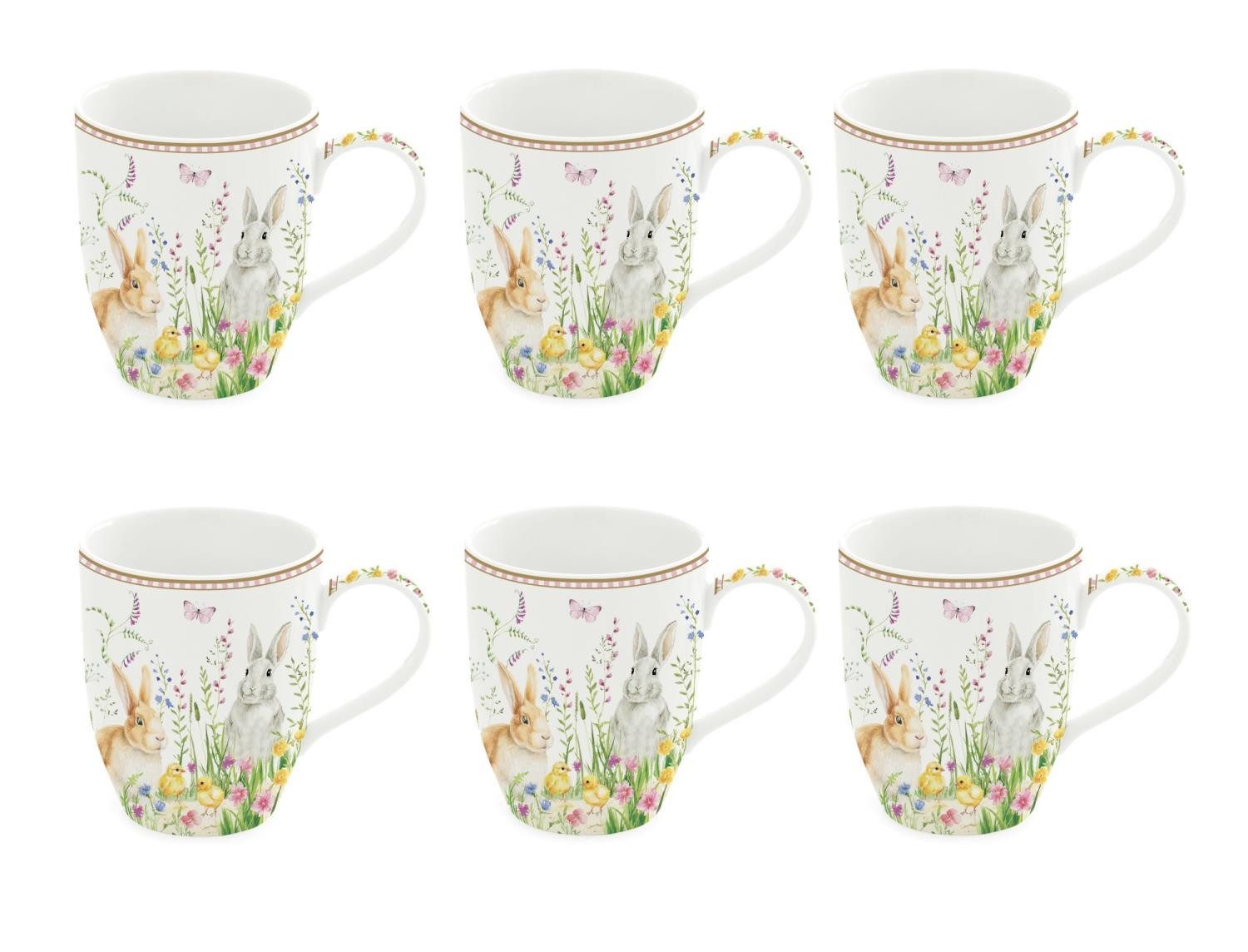 EasyLife Tasse Happy Easter, Porzellan, Höhe: 10.5cm, Farbe: Mehrfarbig, Motiv: Ostern