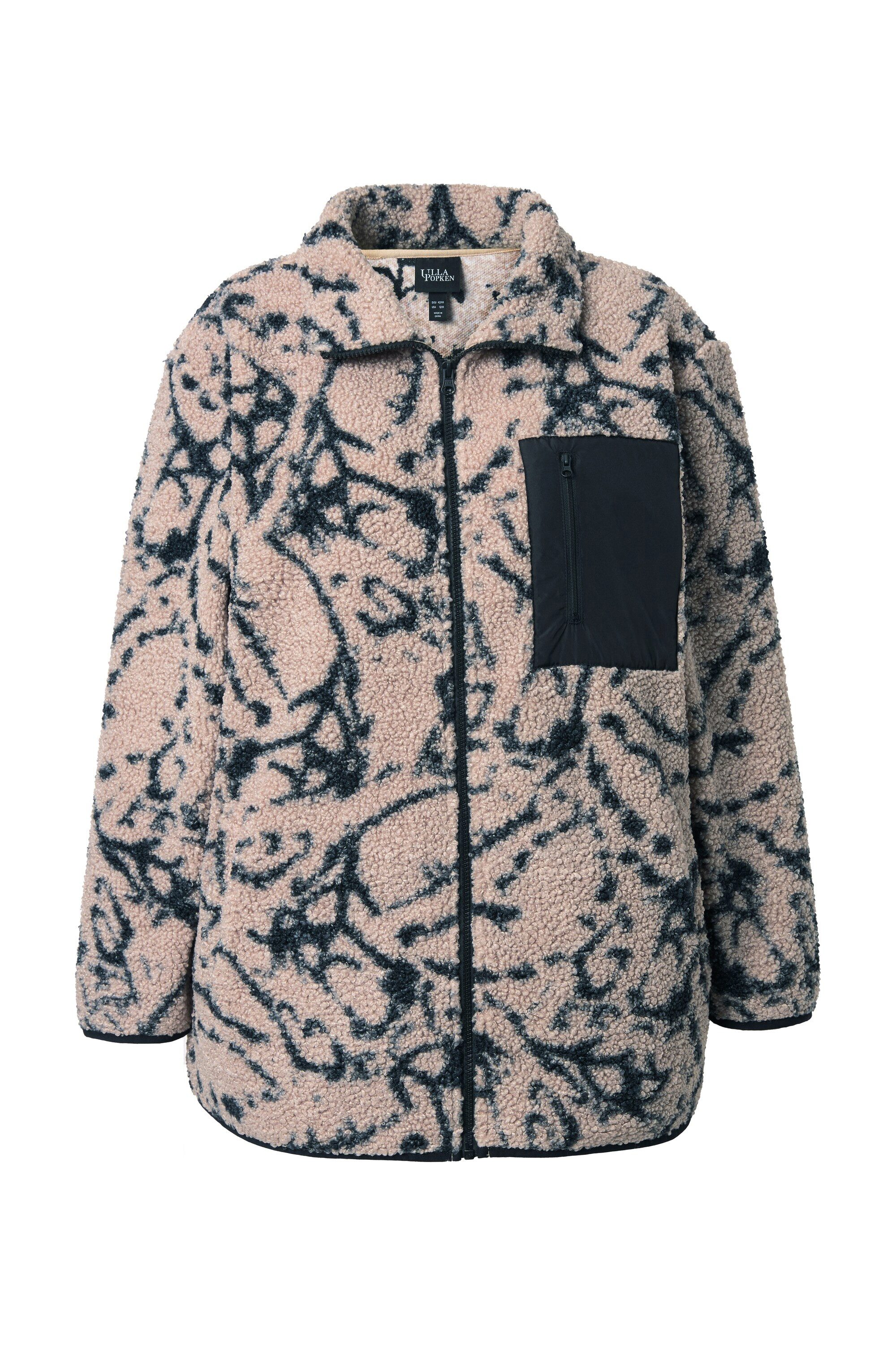 Ulla Popken Sweatjacke Teddyjacke Stehkragen elastische Kanten günstig online kaufen