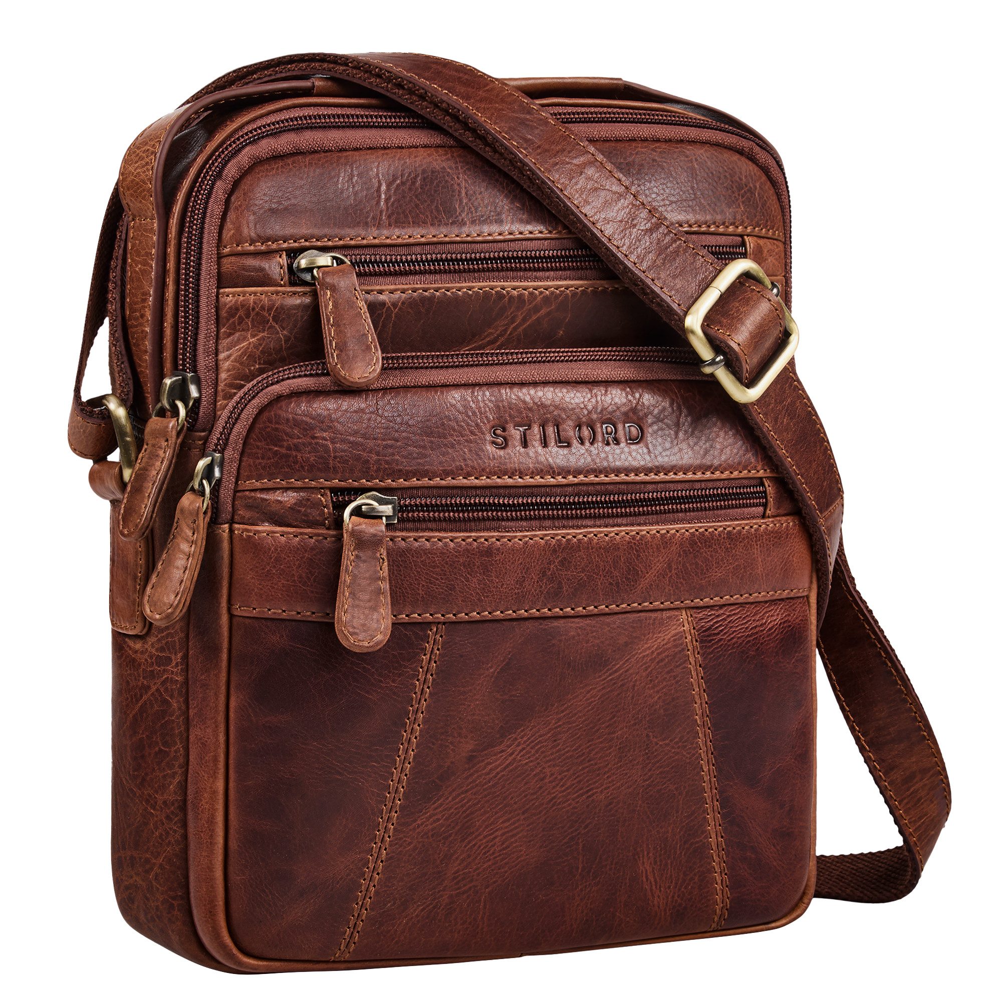 STILORD Schultertasche "Omar" Umhängetasche Herren Klein Leder Tablet bis 8.4 Zoll